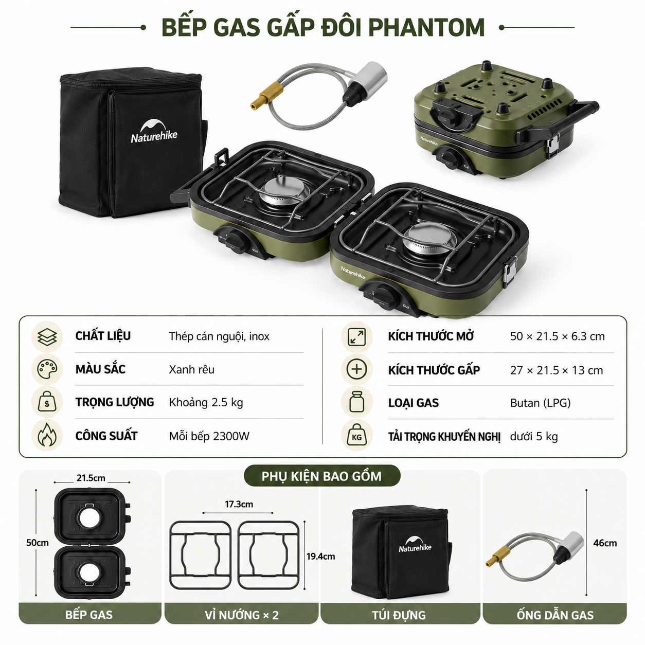 Bếp Gas Cắm Trại Ngoài Trời, thiết kế Mini Kiểu Nhện Màu Đen, Dùng Cho Dã Ngoại, Camping NH22RJ003