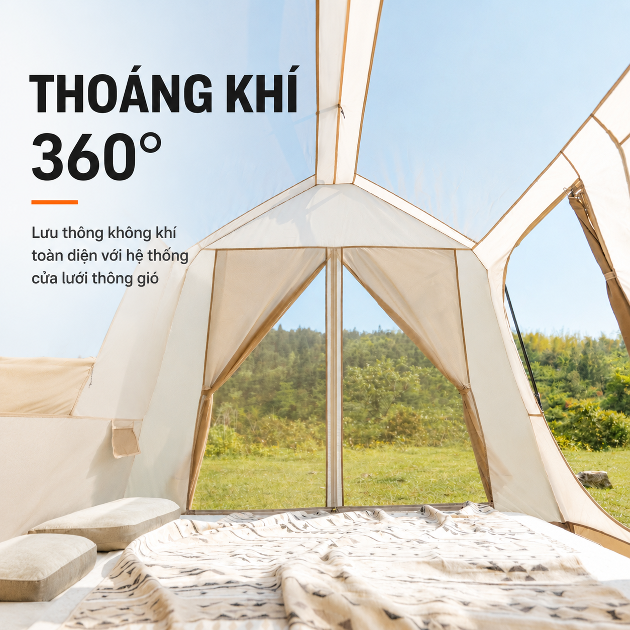 Naturehike CNK2650WS035 Lều Camping Village 6.0 III TiBlack Thế Hệ 3 Tự Bung Cabin 4-6 Người Chống Nắng Chống Mưa