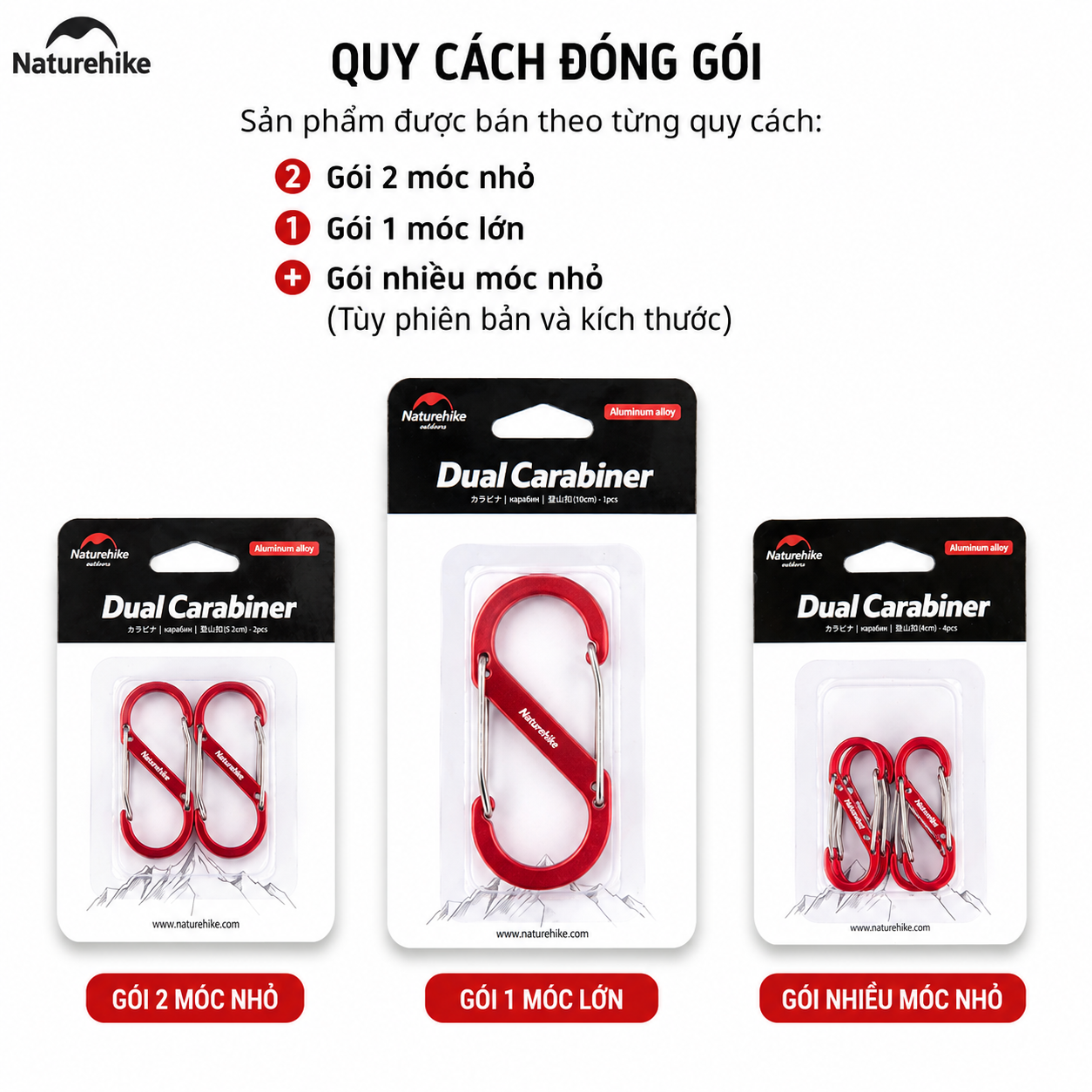 Móc Treo Chữ S NH20GS004 Naturehike Hợp Kim Nhôm Siêu Nhẹ Mini Đa Năng Treo Đèn, Bình Nước, Chìa Khóa, Phụ Kiện Campin