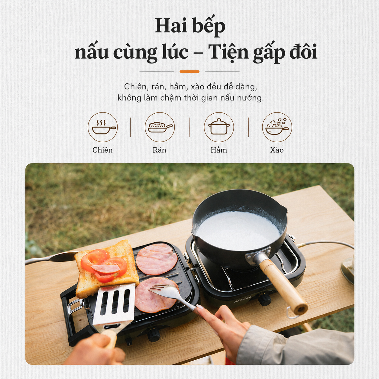 Bếp Gas Cắm Trại Ngoài Trời, thiết kế Mini Kiểu Nhện Màu Đen, Dùng Cho Dã Ngoại, Camping NH22RJ003