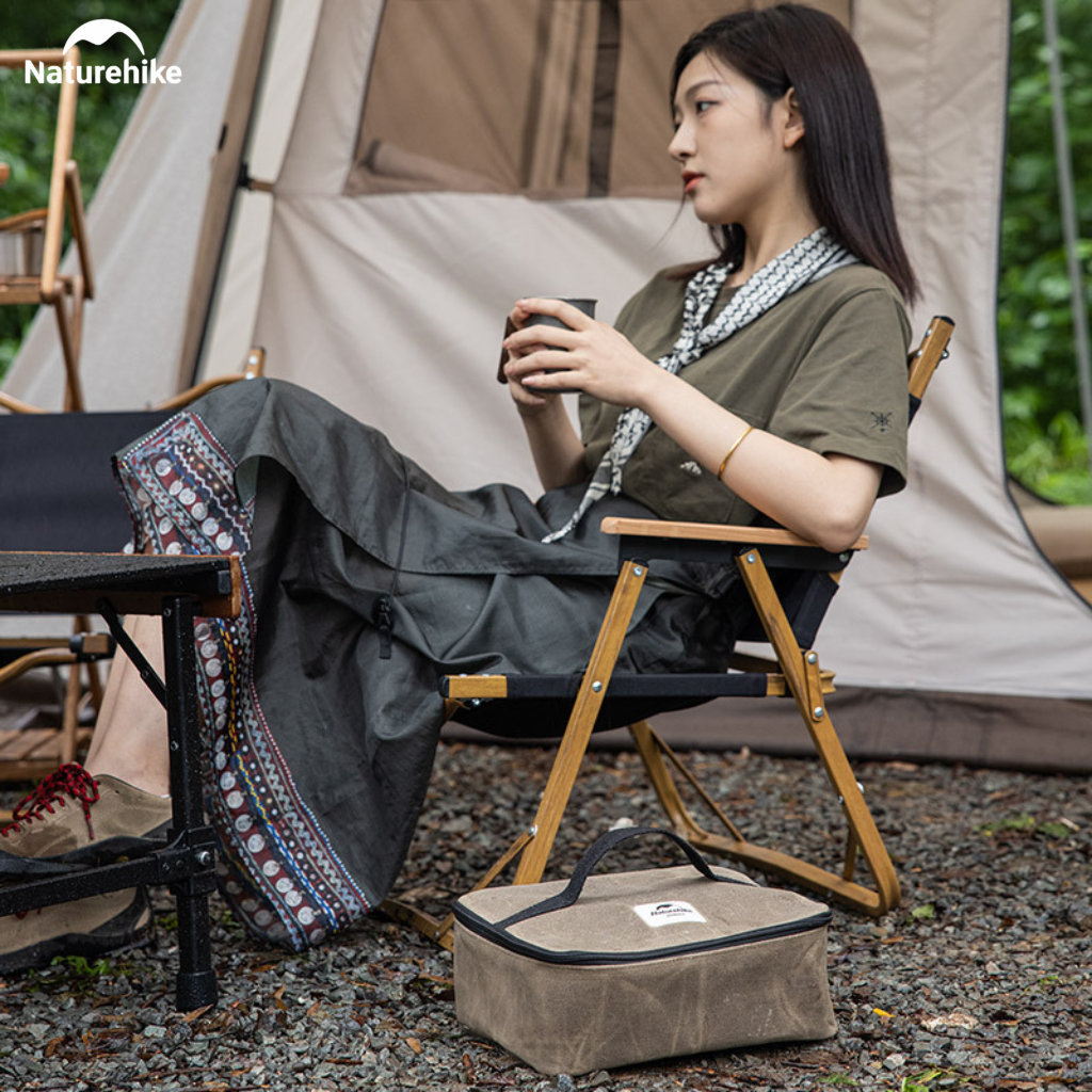 Túi Đựng Đồ Camping NH20PJ128 Naturehike 5.4L Canvas Phủ Sáp Dầu Chống Nước | Túi Đựng Bếp Dã Ngoại Có Vách Ngăn Tháo Lắ