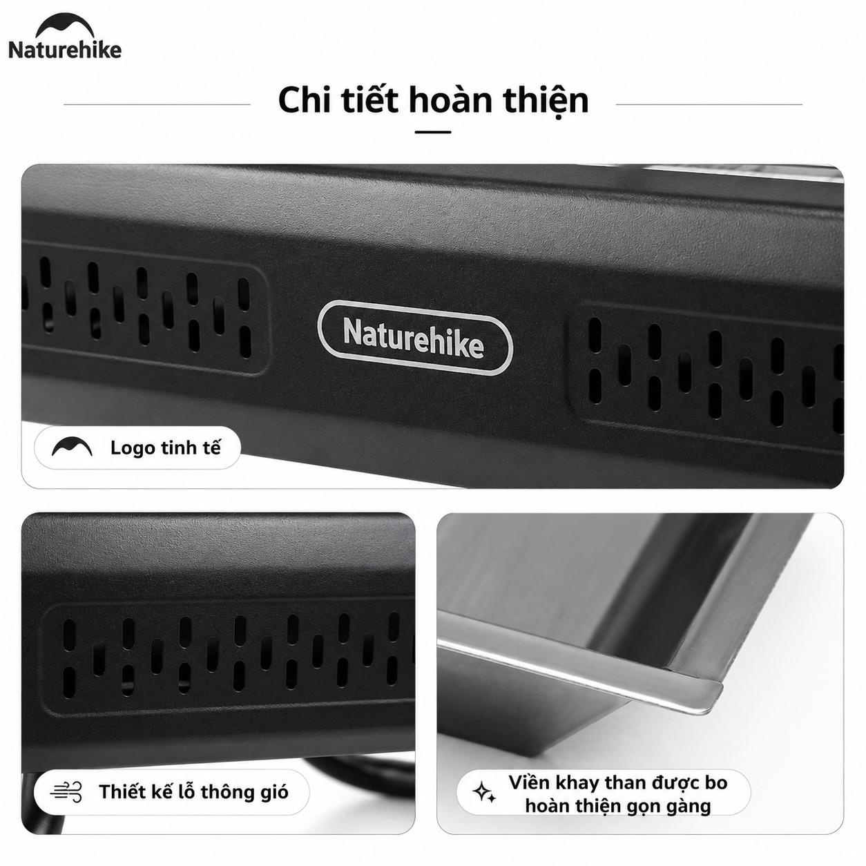 Bếp Nướng Than Hoa Naturehike CNK2650CF011 Gấp Gọn Inox 304 & Inox 410 - Bếp BBQ Dã Ngoại Camping Có Tay Xách, Tháo Rời