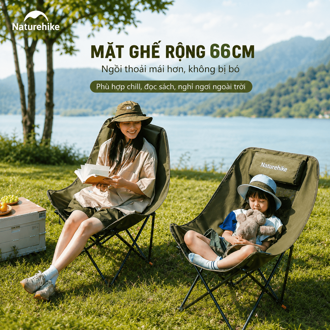 Ghế Xếp Camping Naturehike CNK2550JJ019 Gấp Gọn Siêu Nhẹ Khung Thép Carbon, Ghế Dã Ngoại Tựa Lưng Cao Thoáng Khí Chịu Tải 100kg