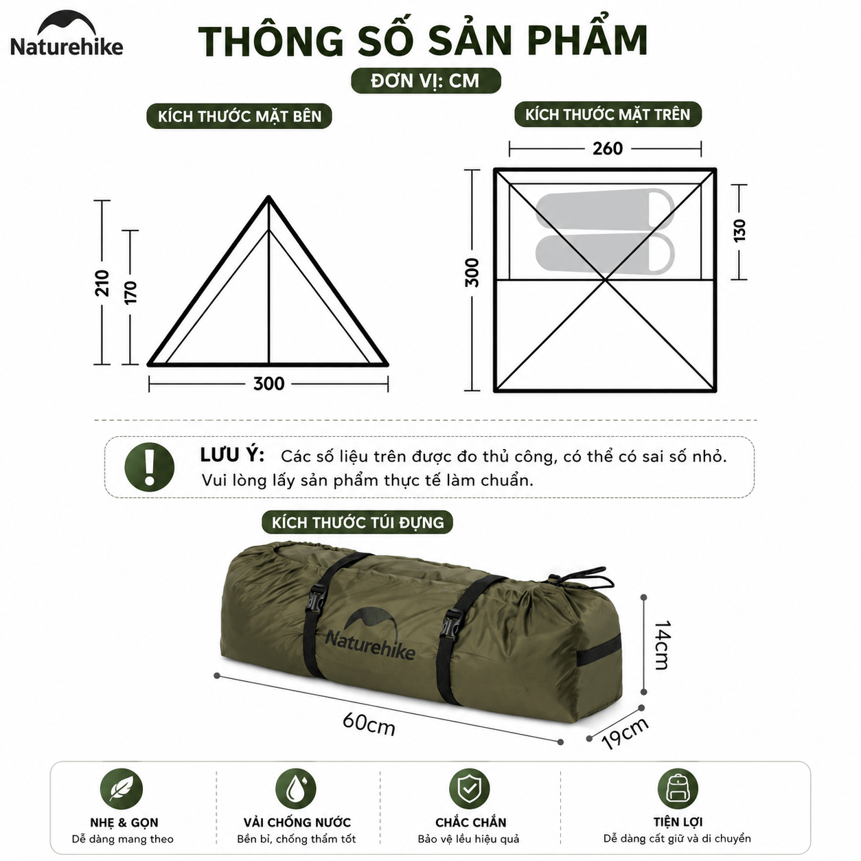 Lều Naturehike CNK2300ZP025 Tipi 3-4 Người Có Lỗ Thoát Khói Chống Nước PU3000mm | Lều Dã Ngoại Dựng Nhanh Dùng Bếp Củi 4