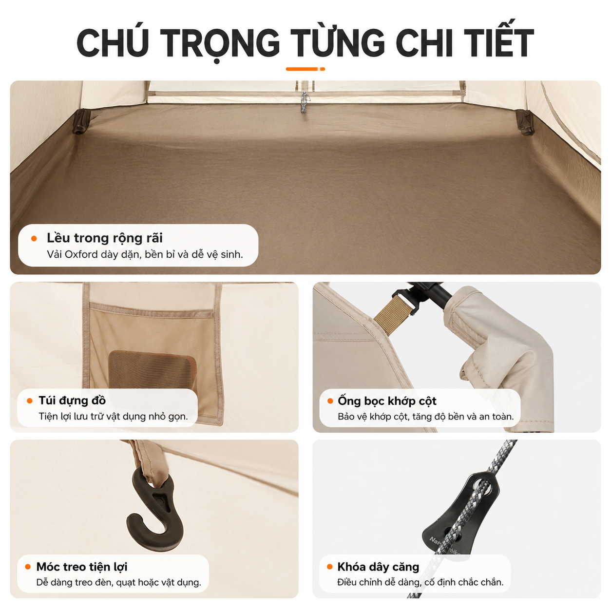 Naturehike CNK2650WS035 Lều Camping Village 6.0 III TiBlack Thế Hệ 3 Tự Bung Cabin 4-6 Người Chống Nắng Chống Mưa