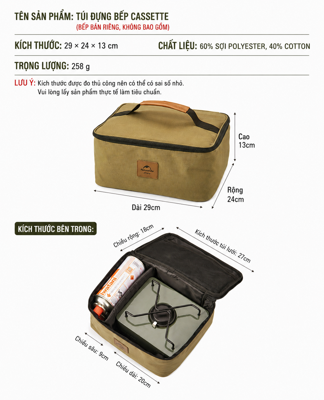 Bếp Gas Mini Cassette Naturehike CNH22CJ011 2KW – Bếp Gas Du Lịch Camping Gấp Gọn Đánh Lửa Tự Động