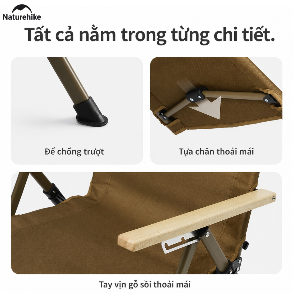 Ghế Xếp Ngả Lưng Naturehike CNK2450JJ016 2in1 Có Gác Chân Gấp Gọn Ghế Camping 3 Mức Chỉnh