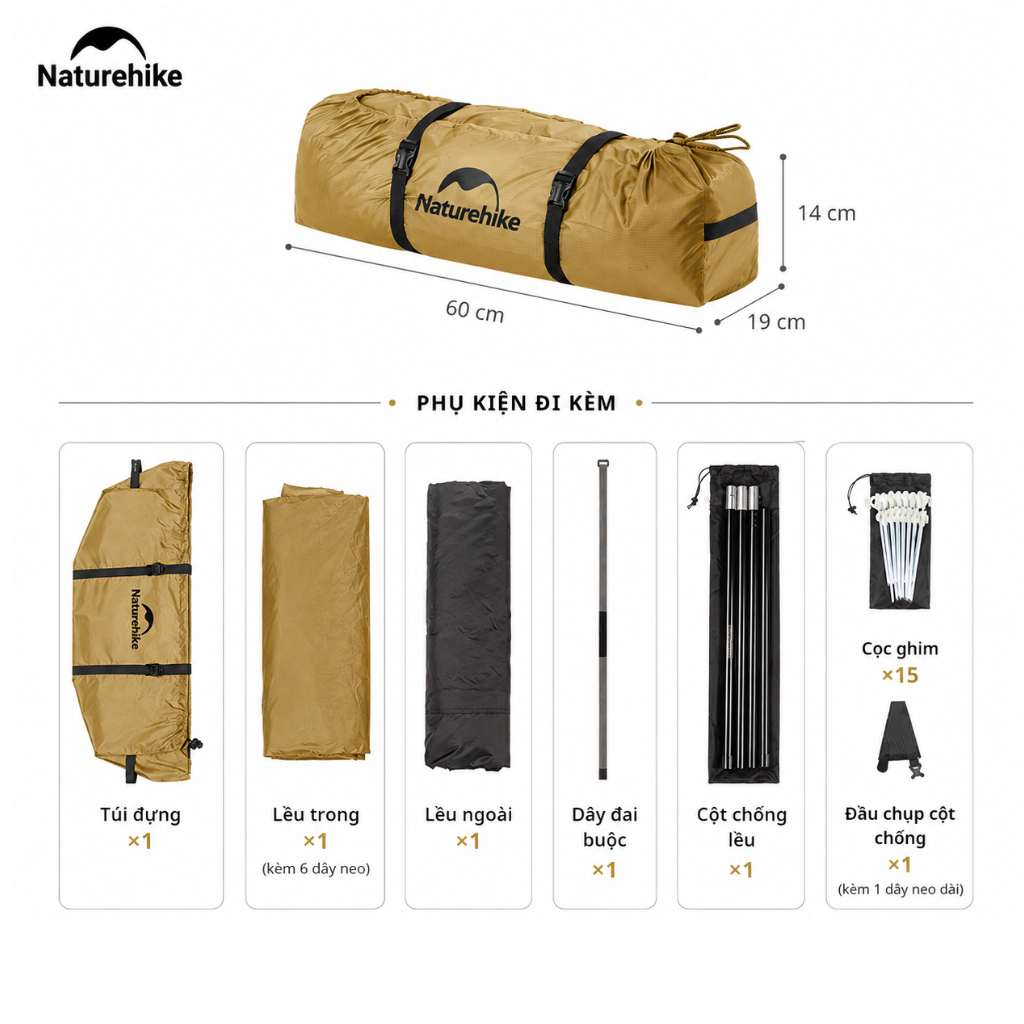 Lều Naturehike CNK2300ZP025 Tipi 3-4 Người Có Lỗ Thoát Khói Chống Nước PU3000mm | Lều Dã Ngoại Dựng Nhanh Dùng Bếp Củi 4