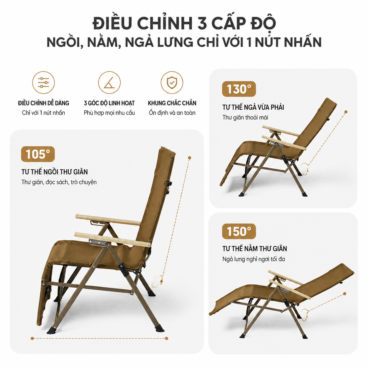 Ghế Xếp Ngả Lưng Naturehike CNK2450JJ016 2in1 Có Gác Chân Gấp Gọn Ghế Camping 3 Mức Chỉnh