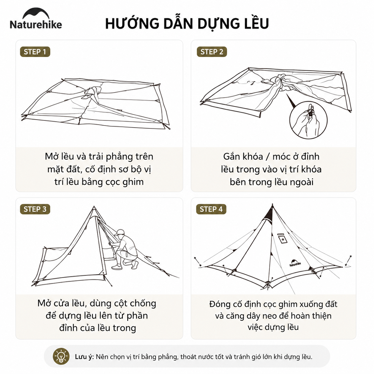 Lều Naturehike CNK2300ZP025 Tipi 3-4 Người Có Lỗ Thoát Khói Chống Nước PU3000mm | Lều Dã Ngoại Dựng Nhanh Dùng Bếp Củi 4