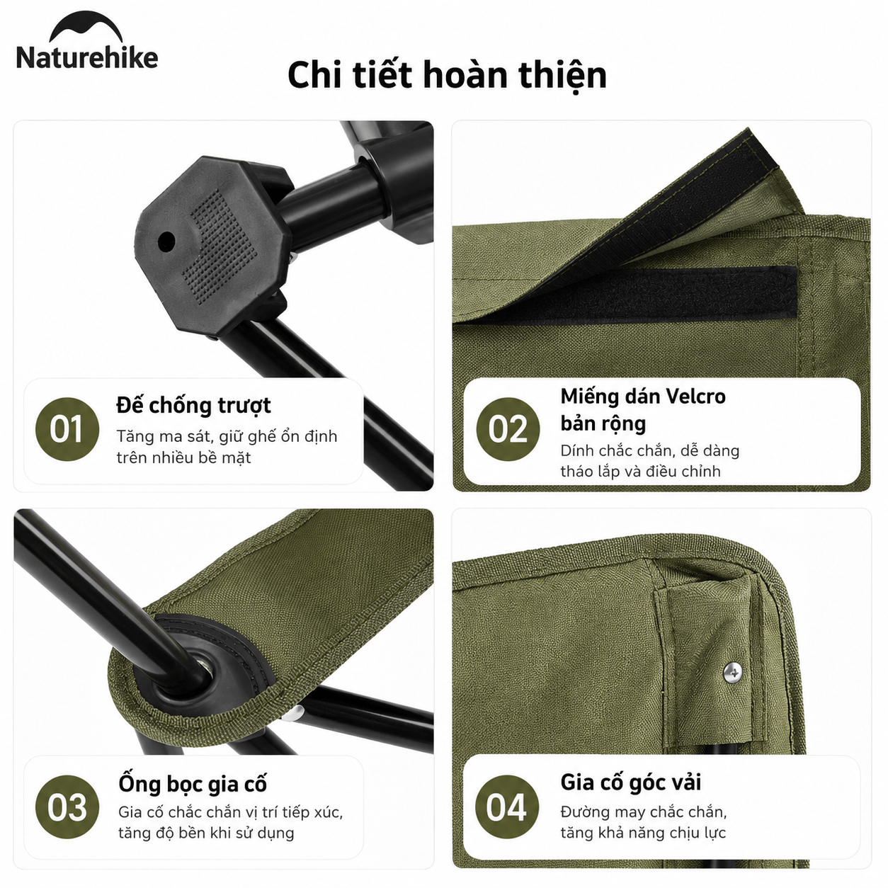Ghế Xếp Camping Naturehike CNK2550JJ019 Gấp Gọn Siêu Nhẹ Khung Thép Carbon, Ghế Dã Ngoại Tựa Lưng Cao Thoáng Khí Chịu Tải 100kg
