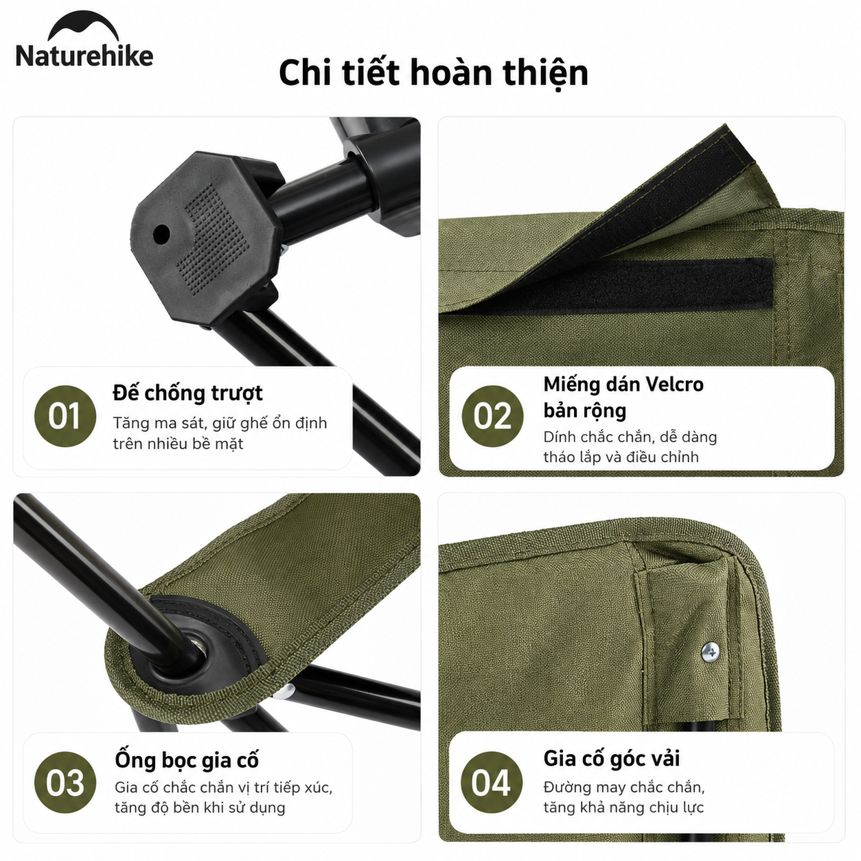Ghế Xếp Camping Naturehike CNK2550JJ019 Gấp Gọn Siêu Nhẹ Khung Thép Carbon, Ghế Dã Ngoại Tựa Lưng Cao Thoáng Khí Chịu Tải 100kg