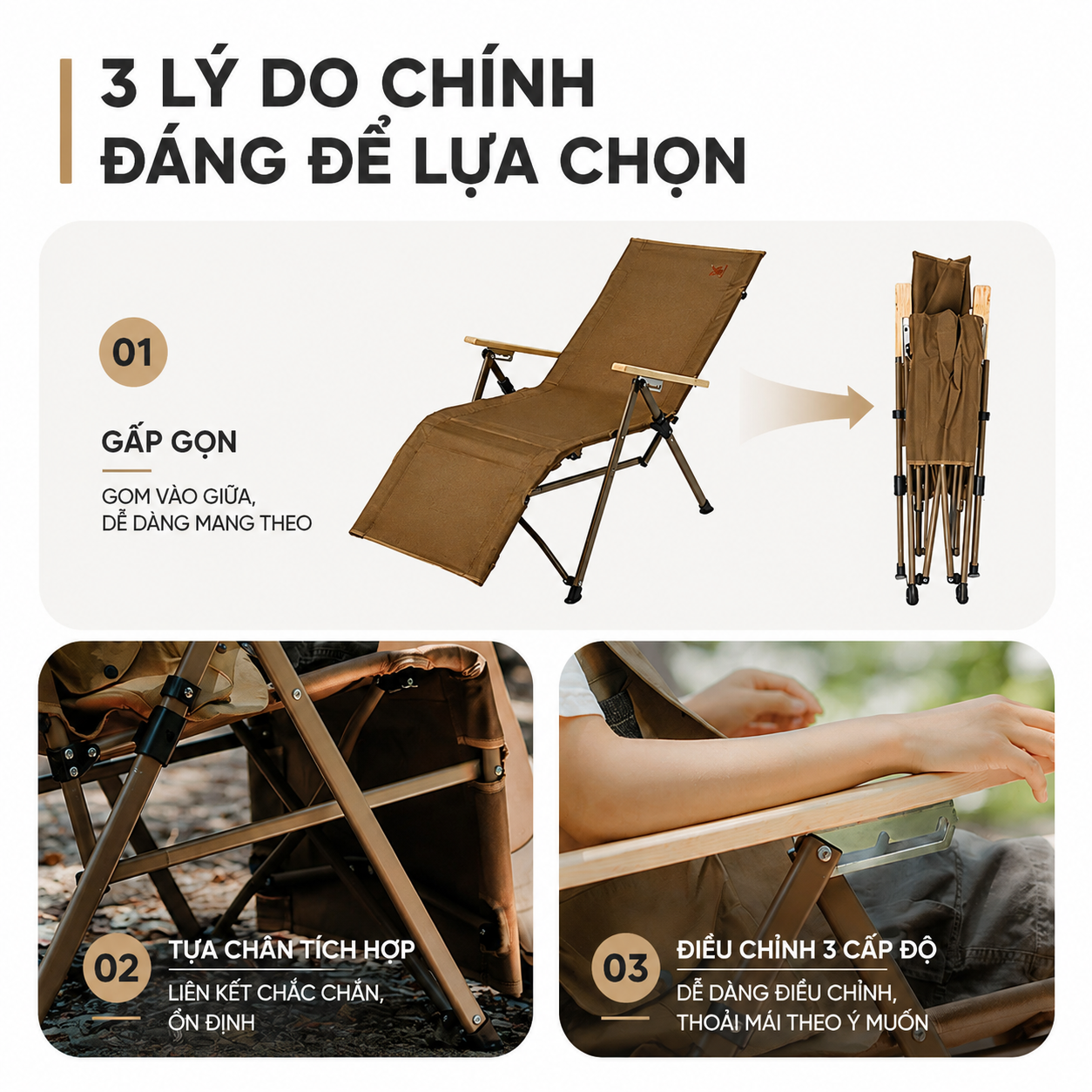 Ghế Xếp Ngả Lưng Naturehike CNK2450JJ016 2in1 Có Gác Chân Gấp Gọn Ghế Camping 3 Mức Chỉnh