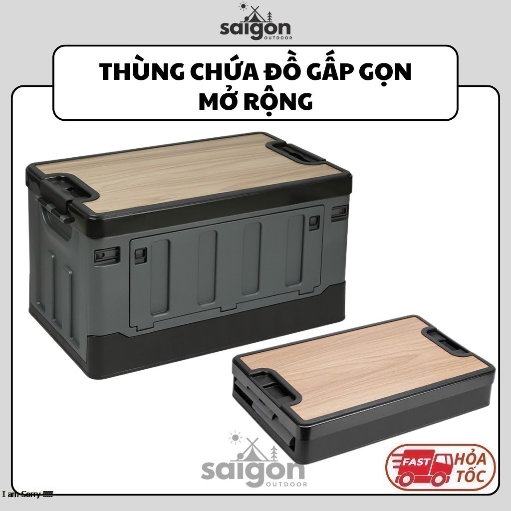 Thùng Bàn Chứa Đồ Mở Rộng Dã Ngoại 60L - Gấp Gọn Đa Năng