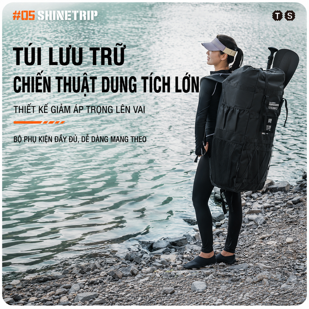Ván Chèo SUP Bơm Hơi ShineTrip Tactical 3.35m - Bộ SUP Đứng Chèo Đa Năng PVC 2 Lớp Chống Trượt Kèm Phụ Kiện