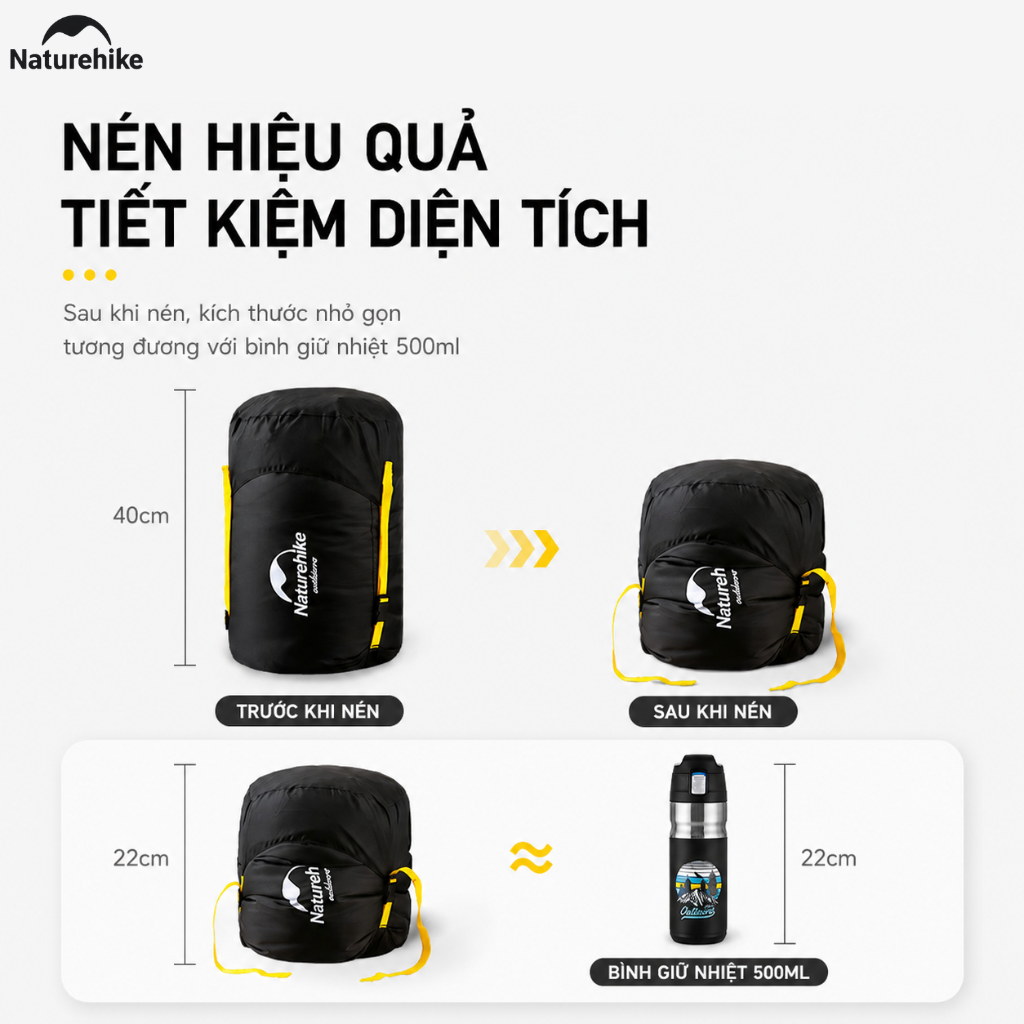Túi Nén Túi Ngủ Naturehike 35L Chống Nước Vải Oxford 300D, Túi Nén Đồ Camping Du Lịch Gọn Nhẹ NH19PJ020