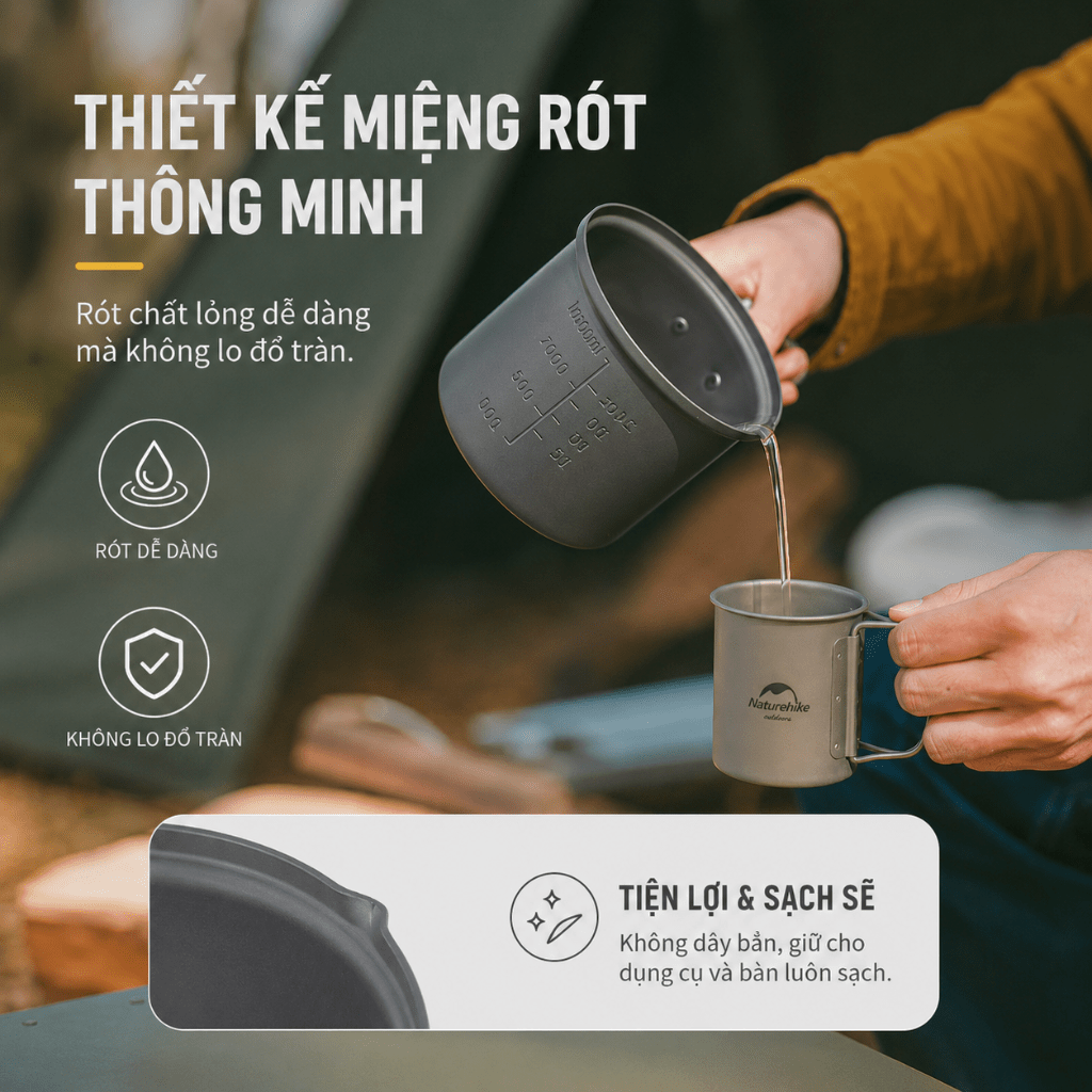 Bộ Nồi Dã Ngoại Naturehike 4 Món Hợp Kim Nhôm 3003 Chống Dính, Tay Cầm Gấp Gọn NH18T018-G