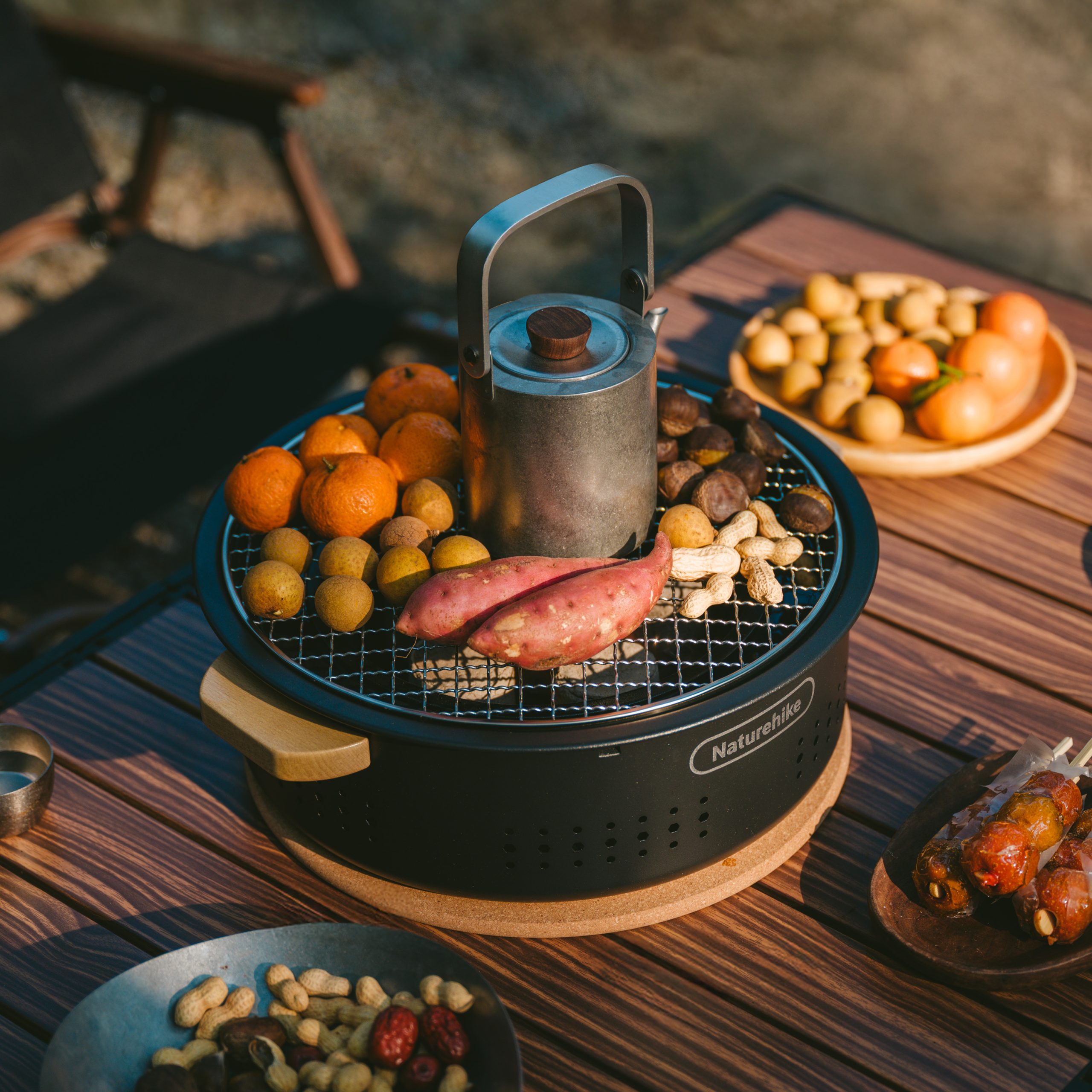 Bếp Nướng Than Hoa Naturehike Để Bàn Tròn 30cm, Bếp Nướng BBQ Camping Dã Ngoại CNK2550CF010