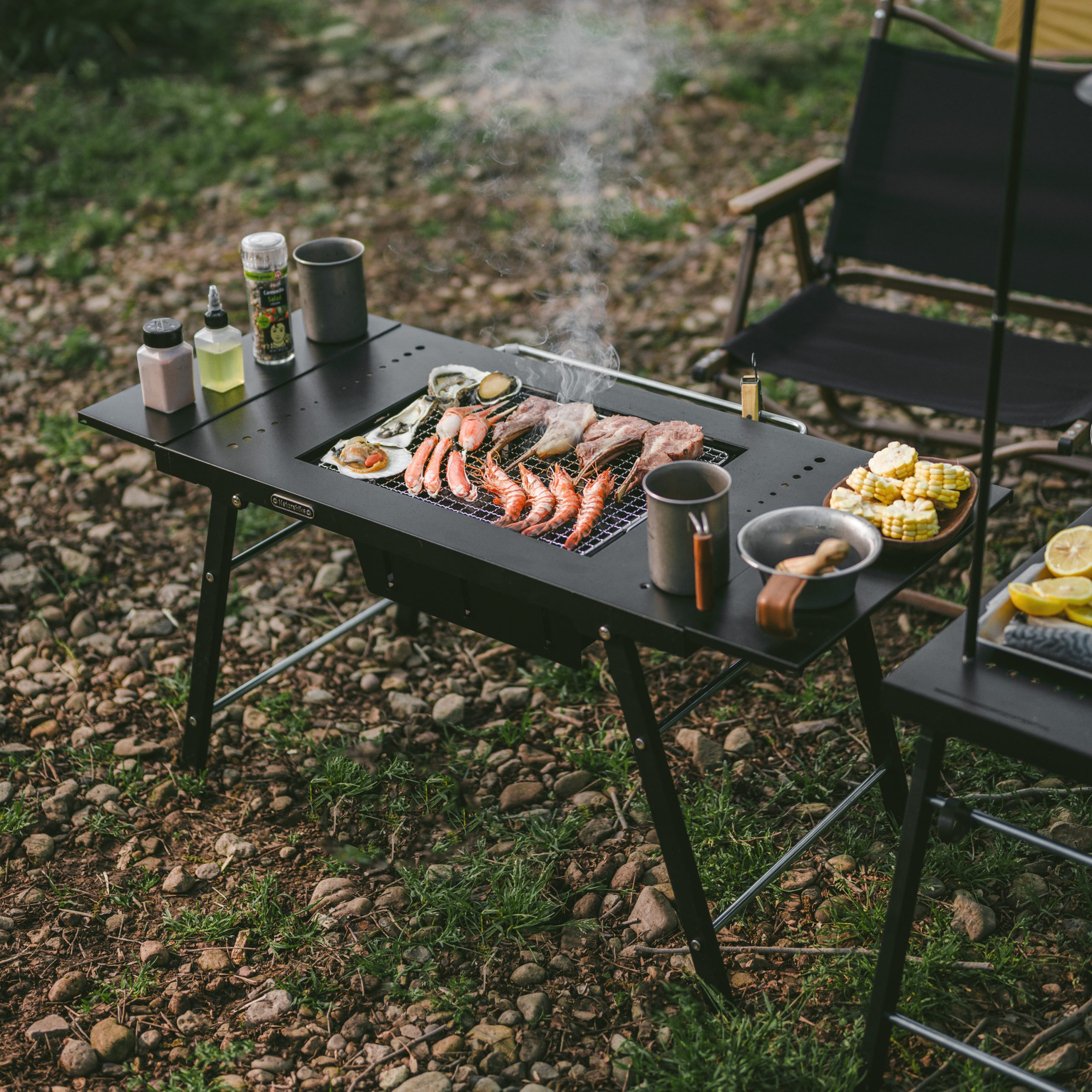 Bàn IGT Naturehike Đa Năng Tích Hợp Bếp Nướng BBQ, Bàn Camping Gấp Gọn Inox 304 Có Thanh Treo Đèn CNK2350CF018