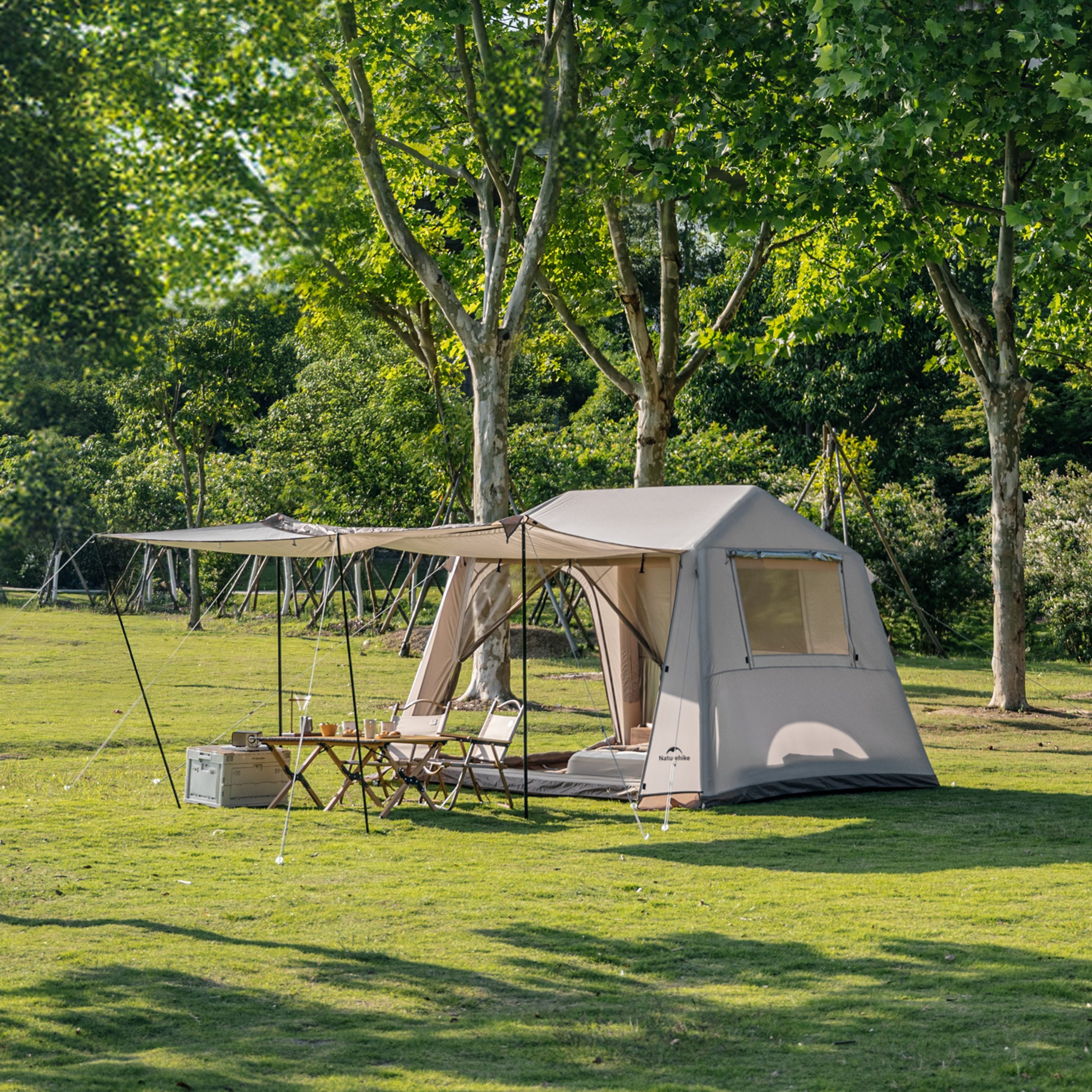 Lều Hơi Naturehike Village 6.0 CNK2650WS037 - Lều Cắm Trại Gia Đình Bơm Hơi Chống Nước 3000mm, Chống UV UPF50+(Tặng kèm thảm lót)