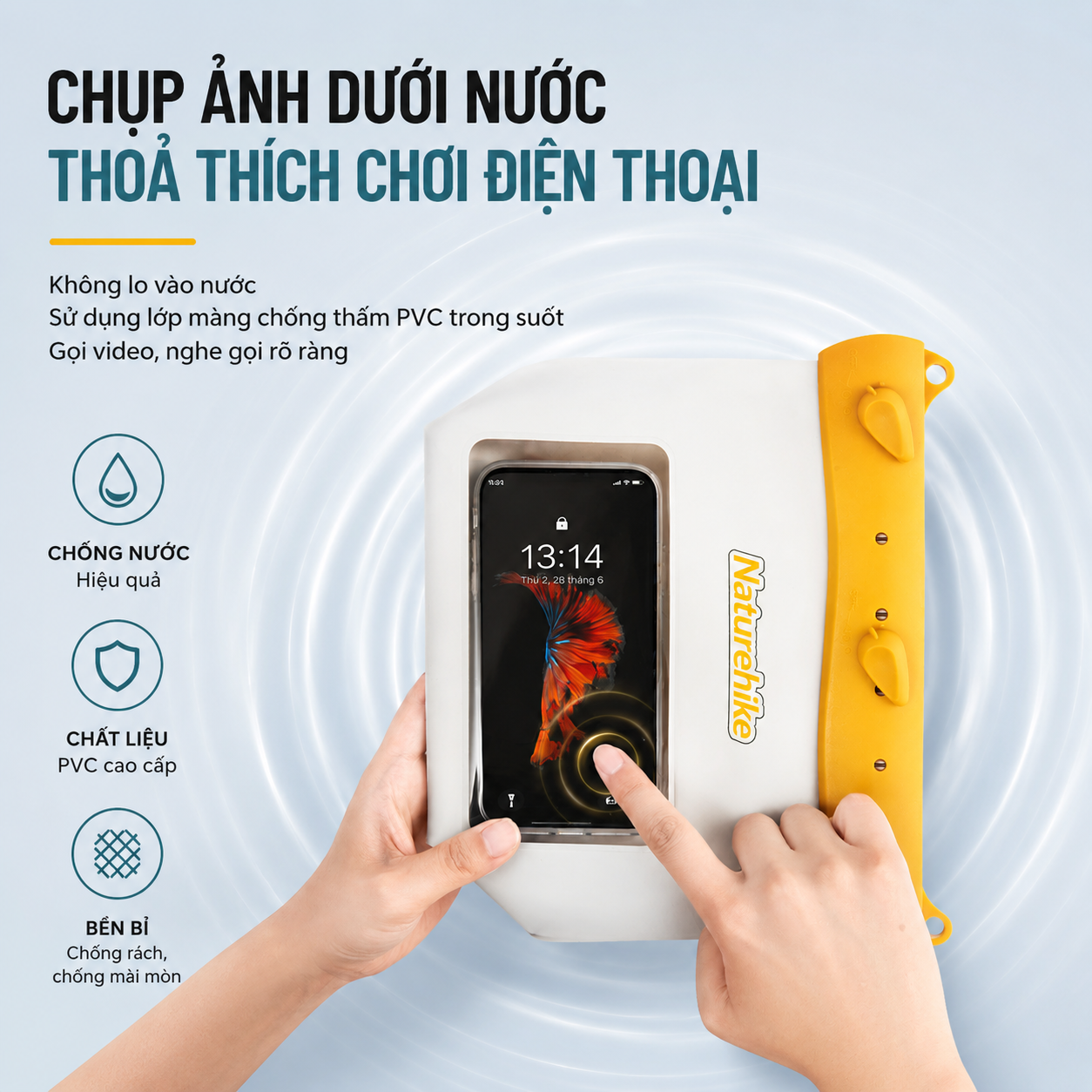 Túi Chống Nước Naturehike 2.6L/5.6L Đựng Điện Thoại, Túi Đeo Chéo Đi Biển Chèo SUP PVC CNK2300BS016