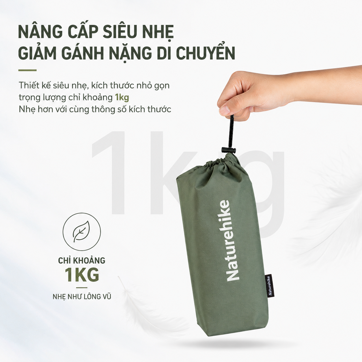 Bàn Gấp Dã Ngoại Naturehike Hợp Kim Nhôm 6063 Siêu Nhẹ 1kg, Bàn Camping Xếp Gọn CNH22JU050