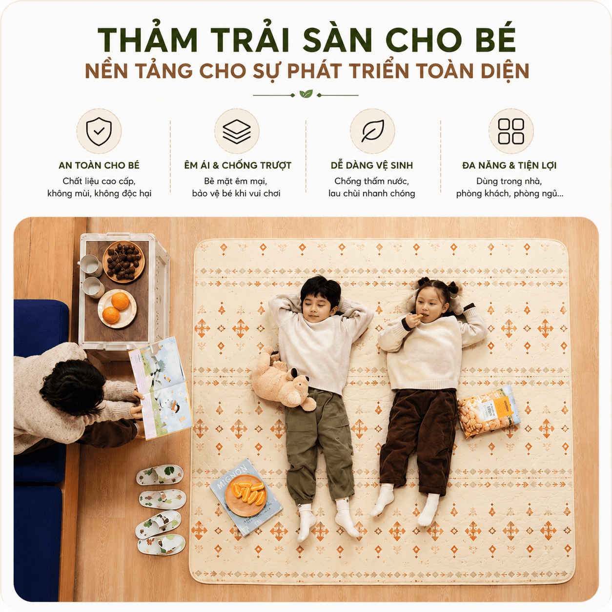 Thảm Dã Ngoại Naturehike Chống Thấm 2 Mặt Thảm Camping Picnic Gấp Gọn, Chần Bông Êm, Giặt Máy CNK2350WS010
