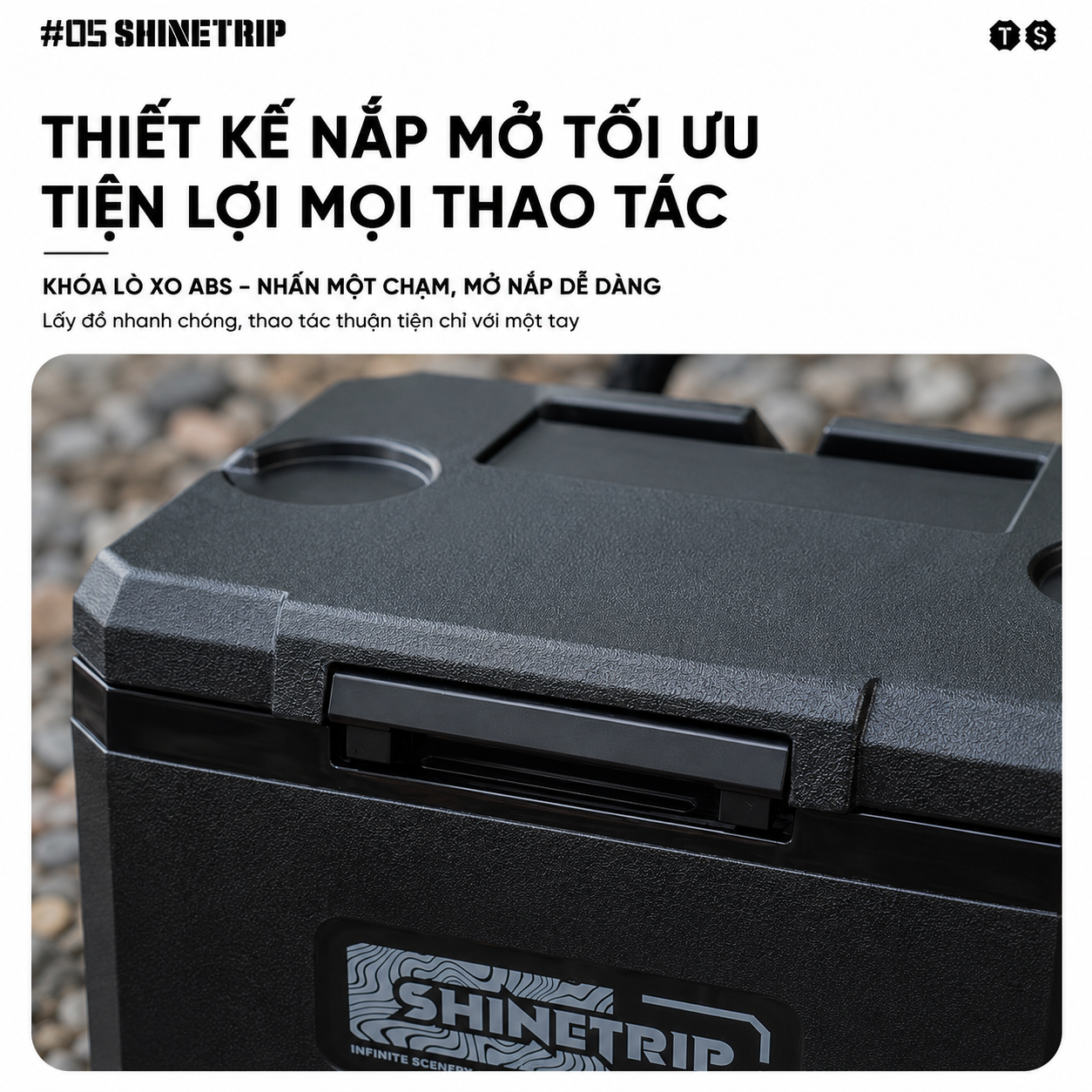 Thùng Đá Giữ Nhiệt ShineTrip 05 Series 16L/22L - Thùng Đựng Đá Camping Giữ Lạnh 72H Có Khay Phân Loại, Cách Nhiệt PU Cao