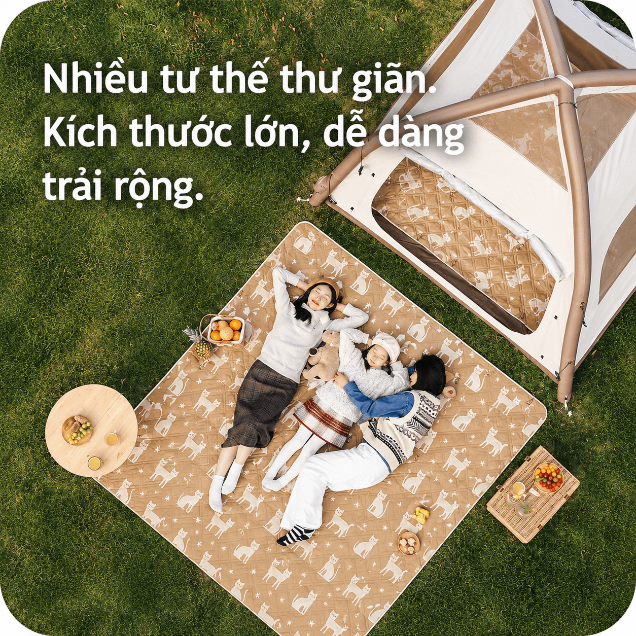 Thảm Dã Ngoại Naturehike Chống Thấm 2 Mặt Thảm Camping Picnic Gấp Gọn, Chần Bông Êm, Giặt Máy CNK2350WS010