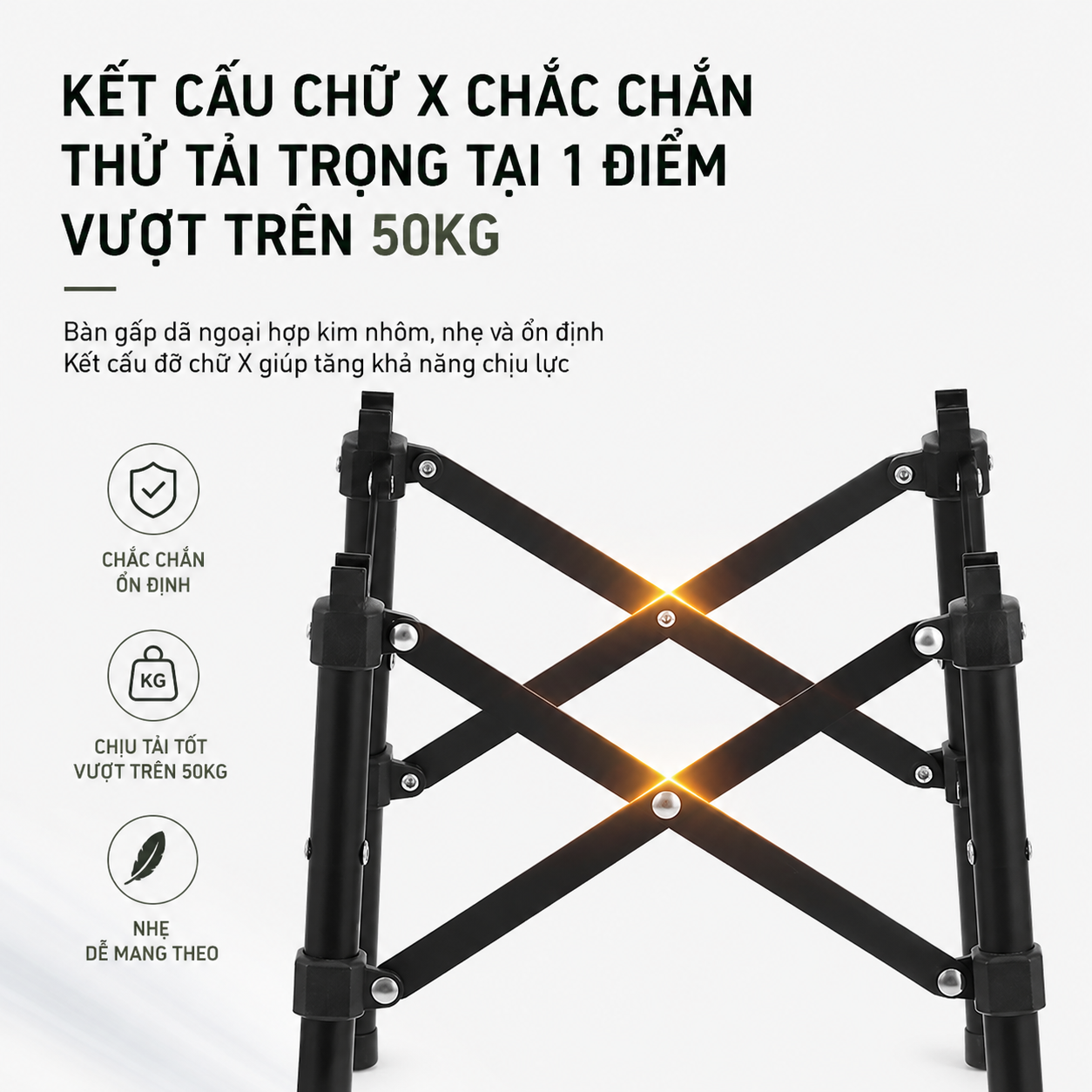Bàn Gấp Dã Ngoại Naturehike Hợp Kim Nhôm 6063 Siêu Nhẹ 1kg, Bàn Camping Xếp Gọn CNH22JU050