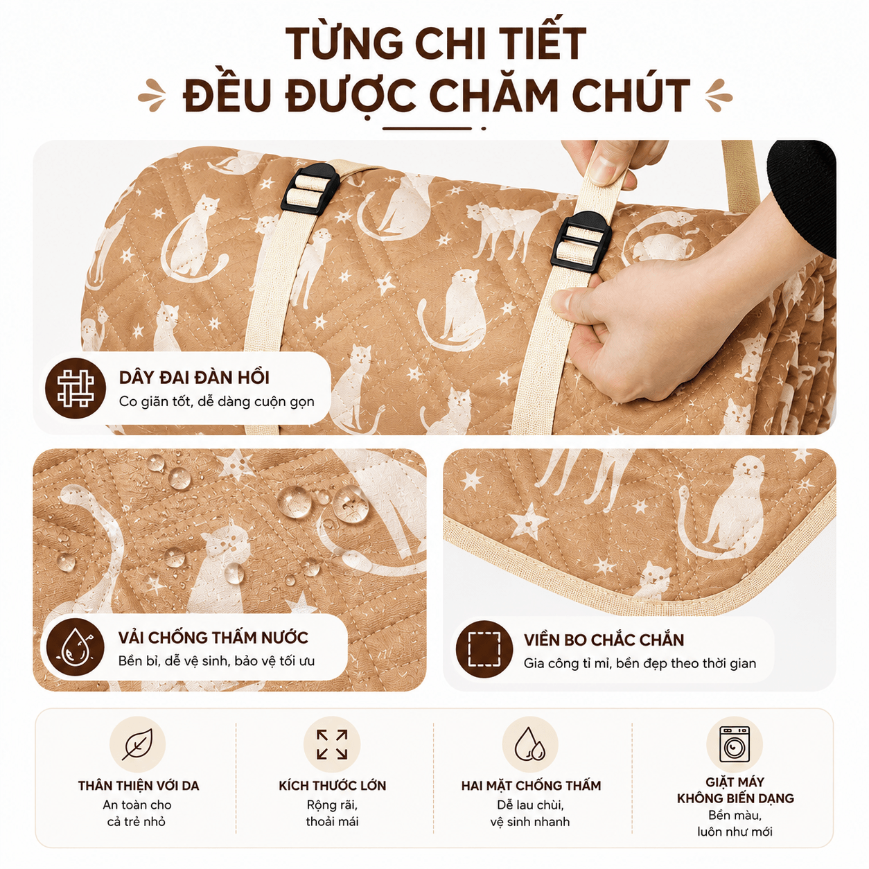 Thảm Dã Ngoại Naturehike Chống Thấm 2 Mặt Thảm Camping Picnic Gấp Gọn, Chần Bông Êm, Giặt Máy CNK2350WS010