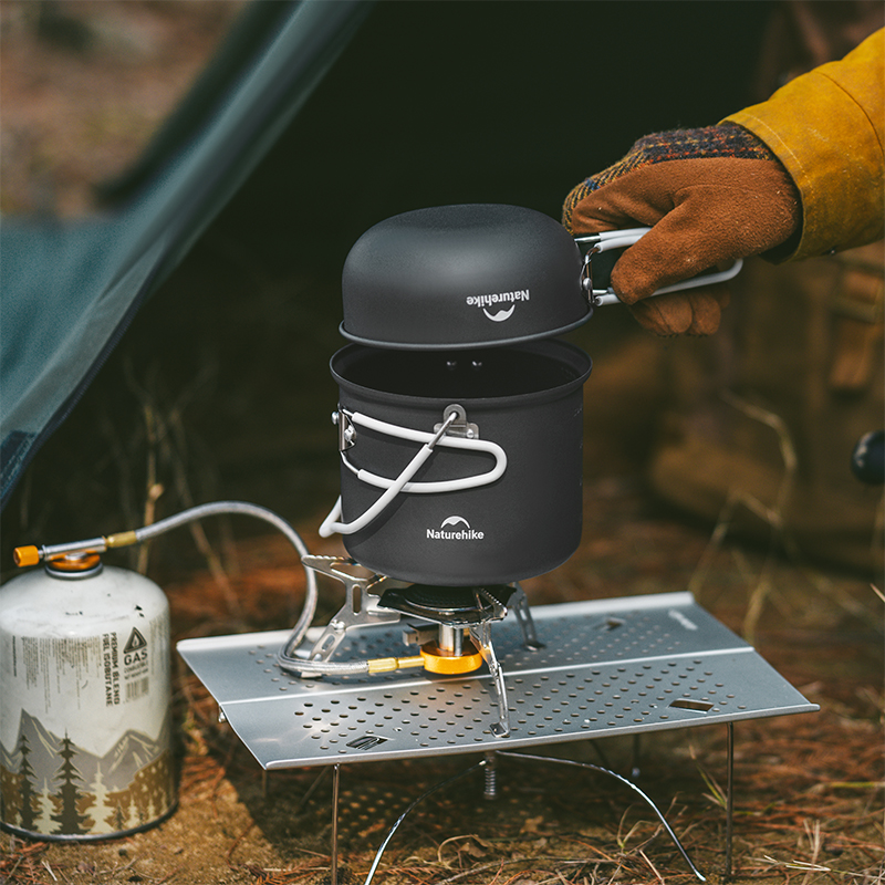 Bộ Nồi Dã Ngoại Naturehike 4 Món Hợp Kim Nhôm 3003 Chống Dính, Tay Cầm Gấp Gọn NH18T018-G