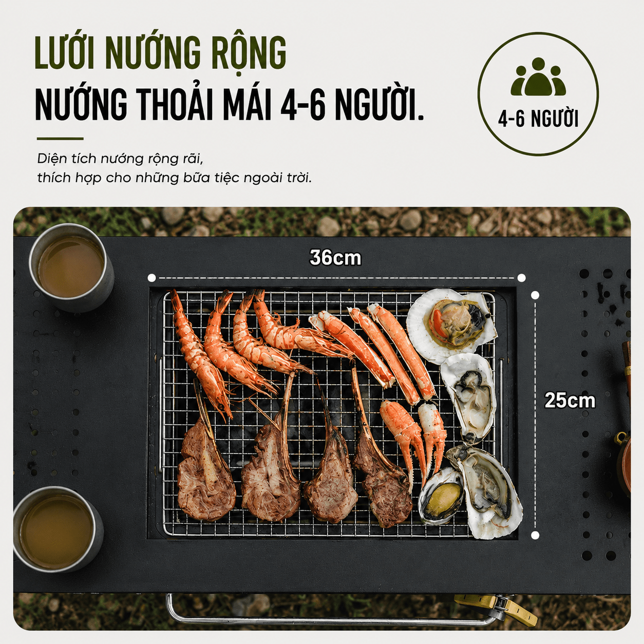 Bàn IGT Naturehike Đa Năng Tích Hợp Bếp Nướng BBQ, Bàn Camping Gấp Gọn Inox 304 Có Thanh Treo Đèn CNK2350CF018