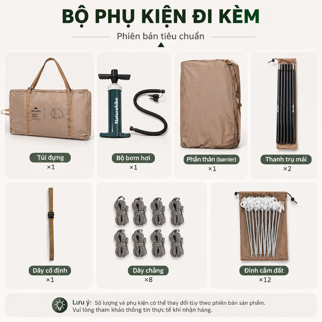 Lều Hơi Naturehike Village 6.0 CNK2650WS037 - Lều Cắm Trại Gia Đình Bơm Hơi Chống Nước 3000mm, Chống UV UPF50+(Tặng kèm thảm lót)