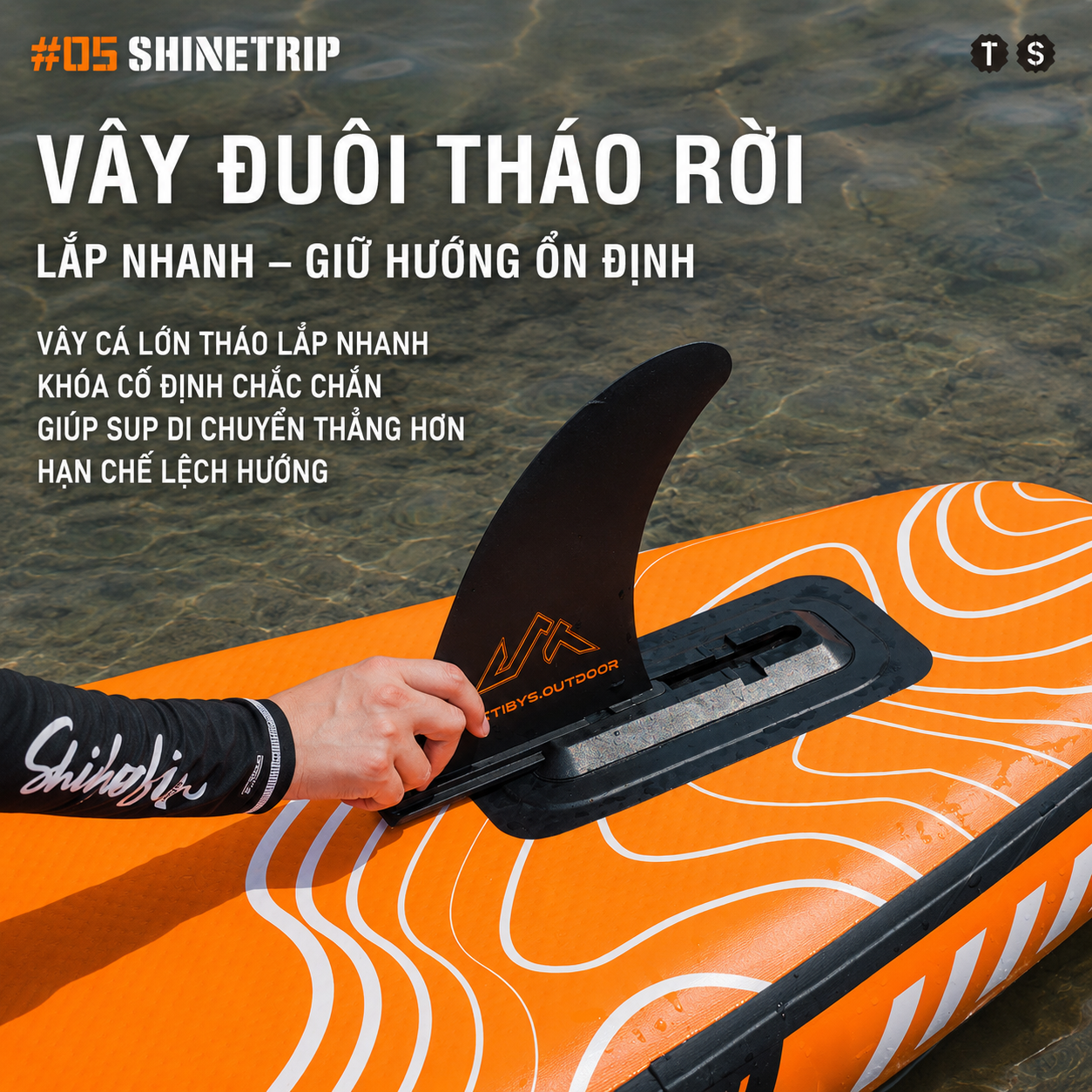 Ván Chèo SUP Bơm Hơi ShineTrip Tactical 3.35m - Bộ SUP Đứng Chèo Đa Năng PVC 2 Lớp Chống Trượt Kèm Phụ Kiện