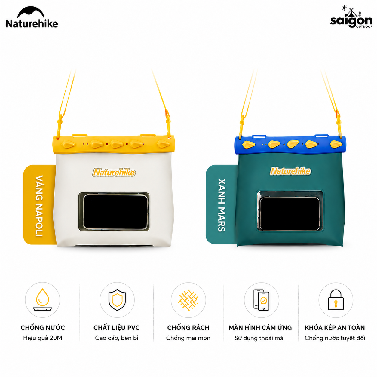 Túi Chống Nước Naturehike 2.6L/5.6L Đựng Điện Thoại, Túi Đeo Chéo Đi Biển Chèo SUP PVC CNK2300BS016