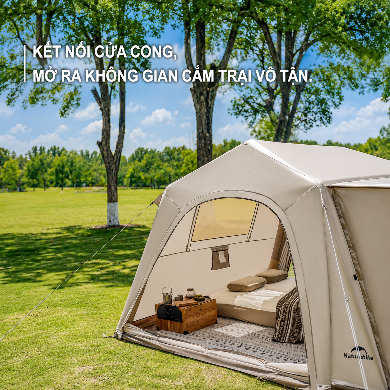 Lều Hơi Naturehike Village 6.0 CNK2650WS037, Lều Cắm Trại Bơm Hơi Tự Dựng, Chống Nước Chống Nắng UPF50+ - Mẫu Flaship (Tặng kèm thảm lót)