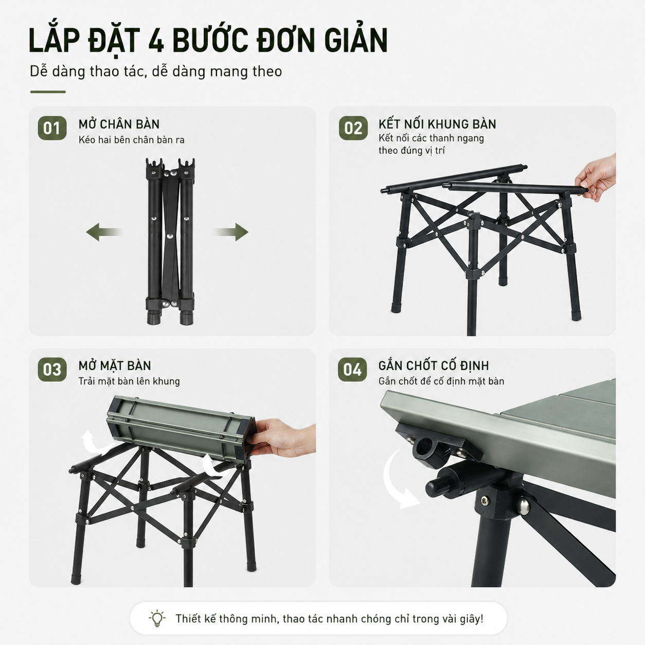 Bàn Gấp Dã Ngoại Naturehike Hợp Kim Nhôm 6063 Siêu Nhẹ 1kg, Bàn Camping Xếp Gọn CNH22JU050