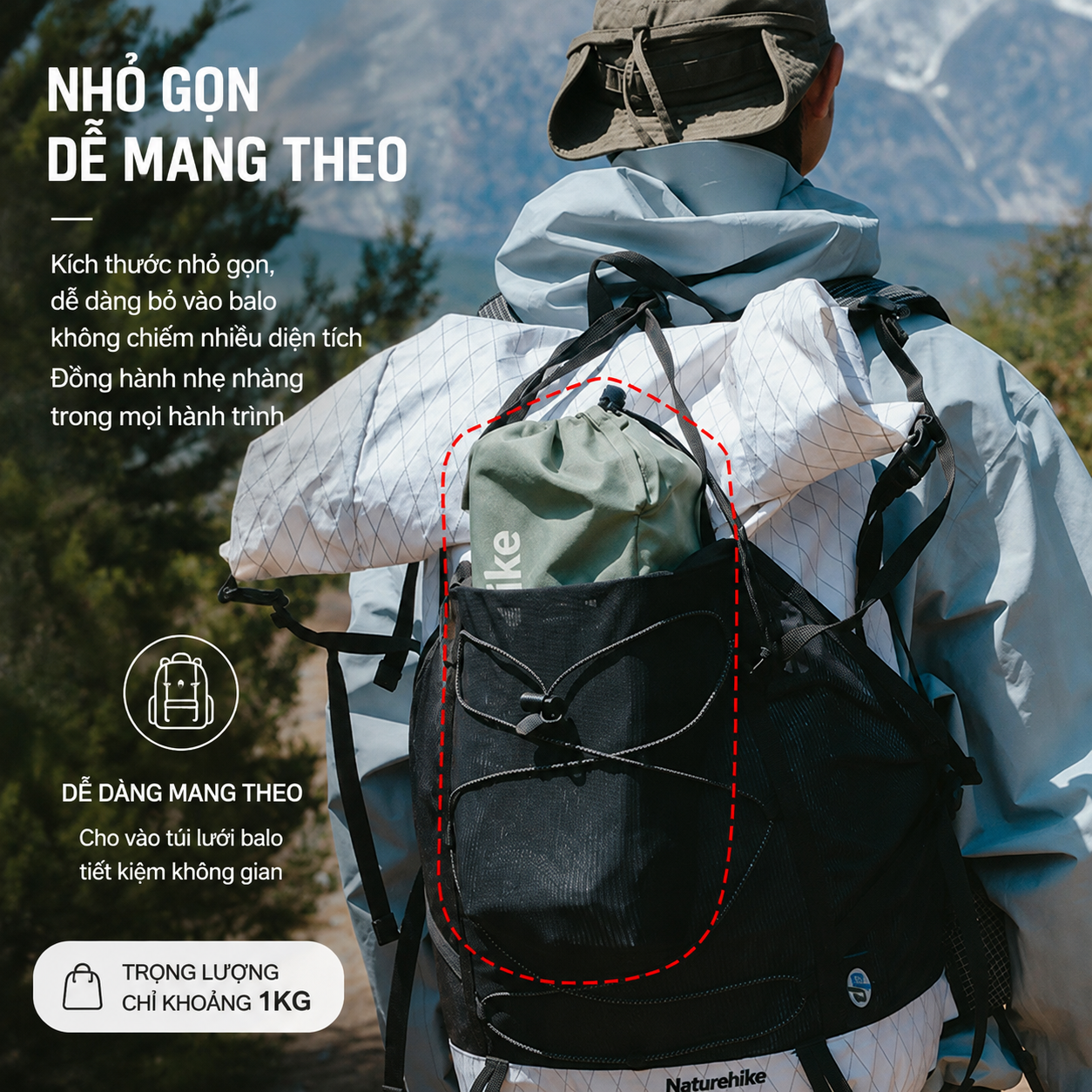 Bàn Gấp Dã Ngoại Naturehike Hợp Kim Nhôm 6063 Siêu Nhẹ 1kg, Bàn Camping Xếp Gọn CNH22JU050