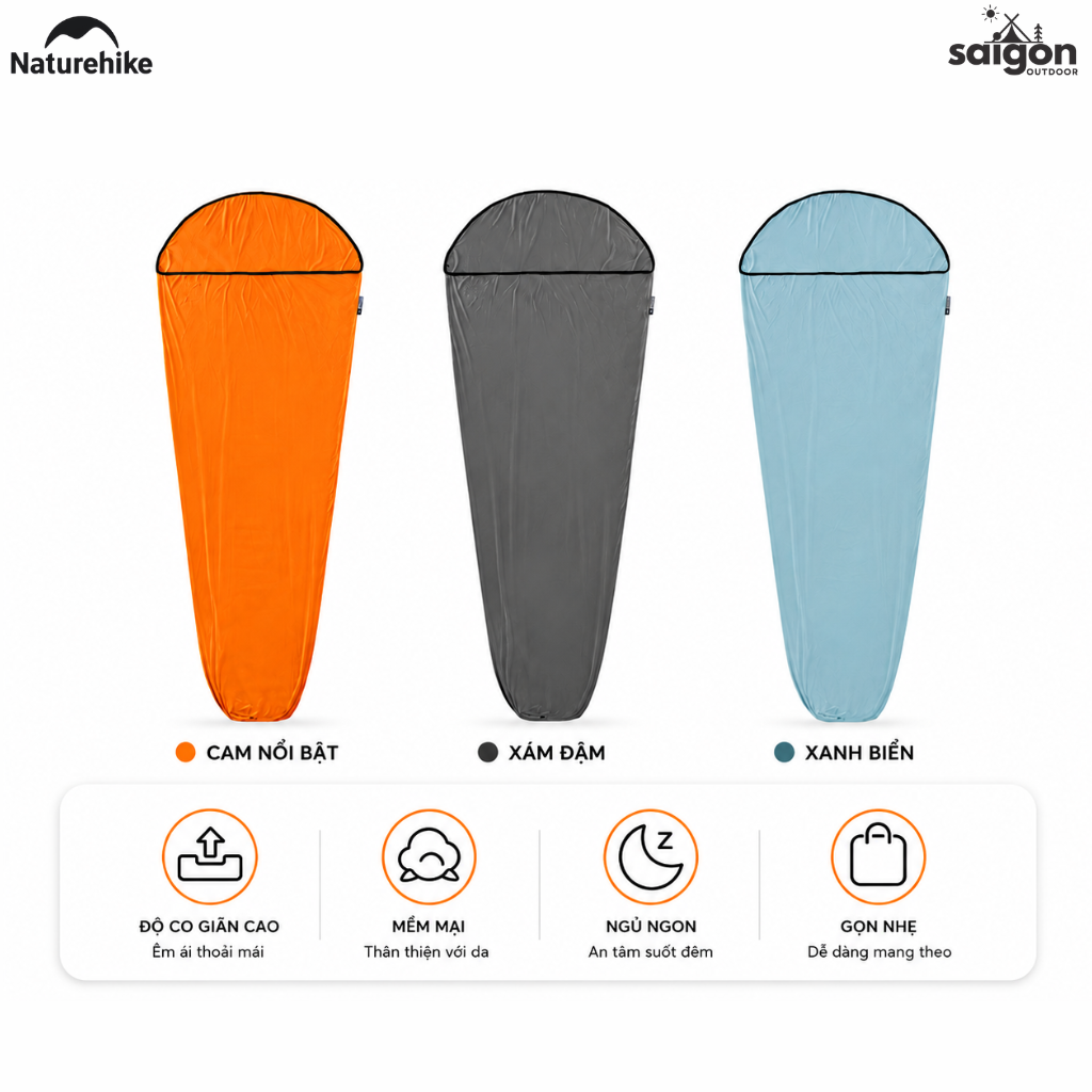 Túi Ngủ Co Giãn Naturehike NH17N002-D Siêu Nhẹ Gấp Gọn – Túi Ngủ Camping Du Lịch Mềm Mại, Thoáng Khí