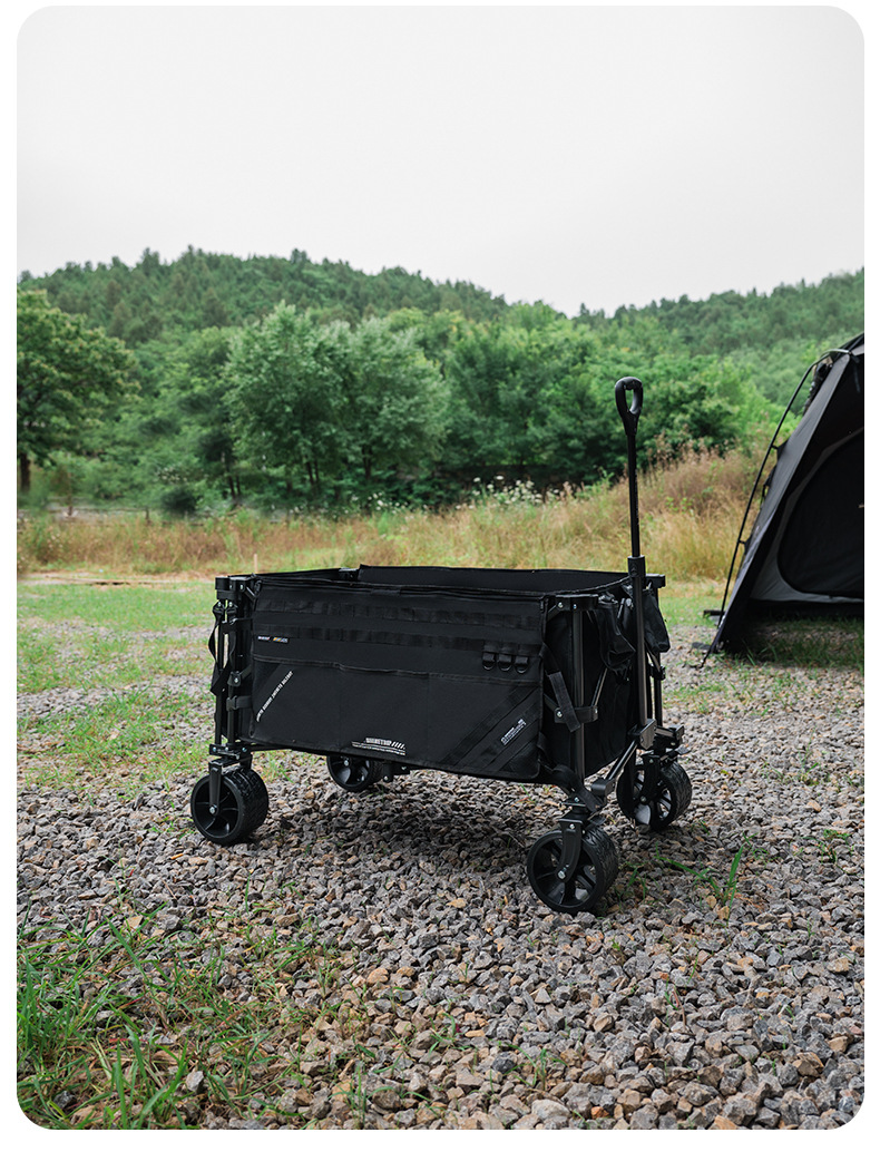 Xe Kéo Camping ShineTrip ST05 Tactical 495L Gấp Gọn Có Tay Kéo Mở Rộng Bánh Xe 10cm Phanh Kép