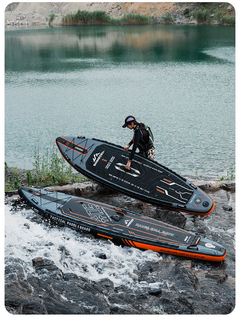 Ván Chèo SUP Bơm Hơi ShineTrip Tactical 3.35m - Bộ SUP Đứng Chèo Đa Năng PVC 2 Lớp Chống Trượt Kèm Phụ Kiện