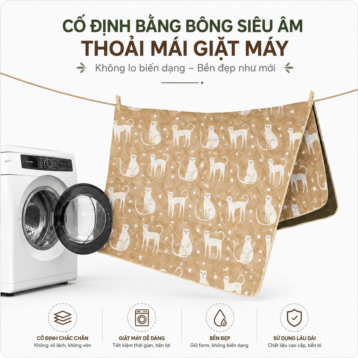 Thảm Dã Ngoại Naturehike Chống Thấm 2 Mặt Thảm Camping Picnic Gấp Gọn, Chần Bông Êm, Giặt Máy CNK2350WS010