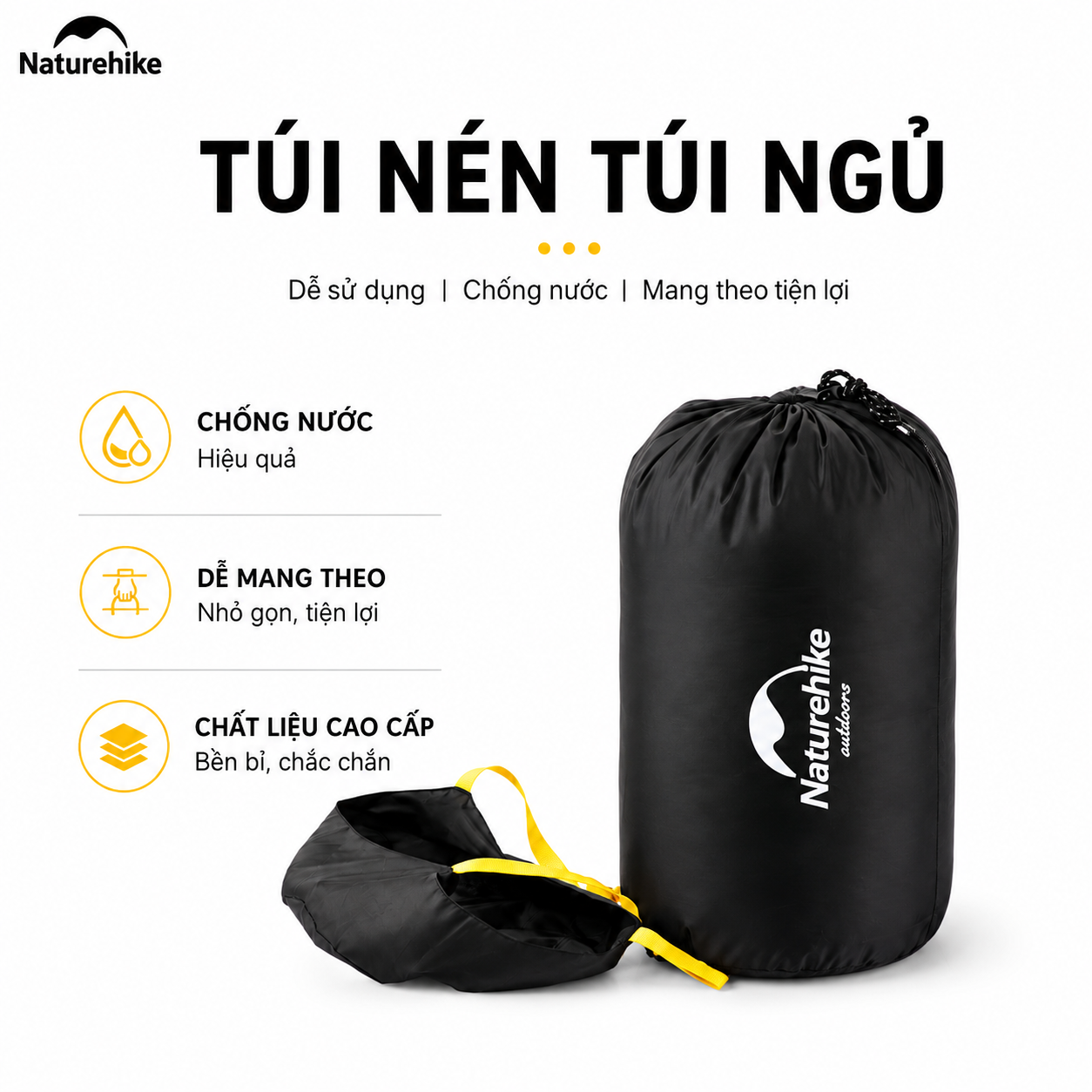 Túi Nén Túi Ngủ Naturehike 35L Chống Nước Vải Oxford 300D, Túi Nén Đồ Camping Du Lịch Gọn Nhẹ NH19PJ020