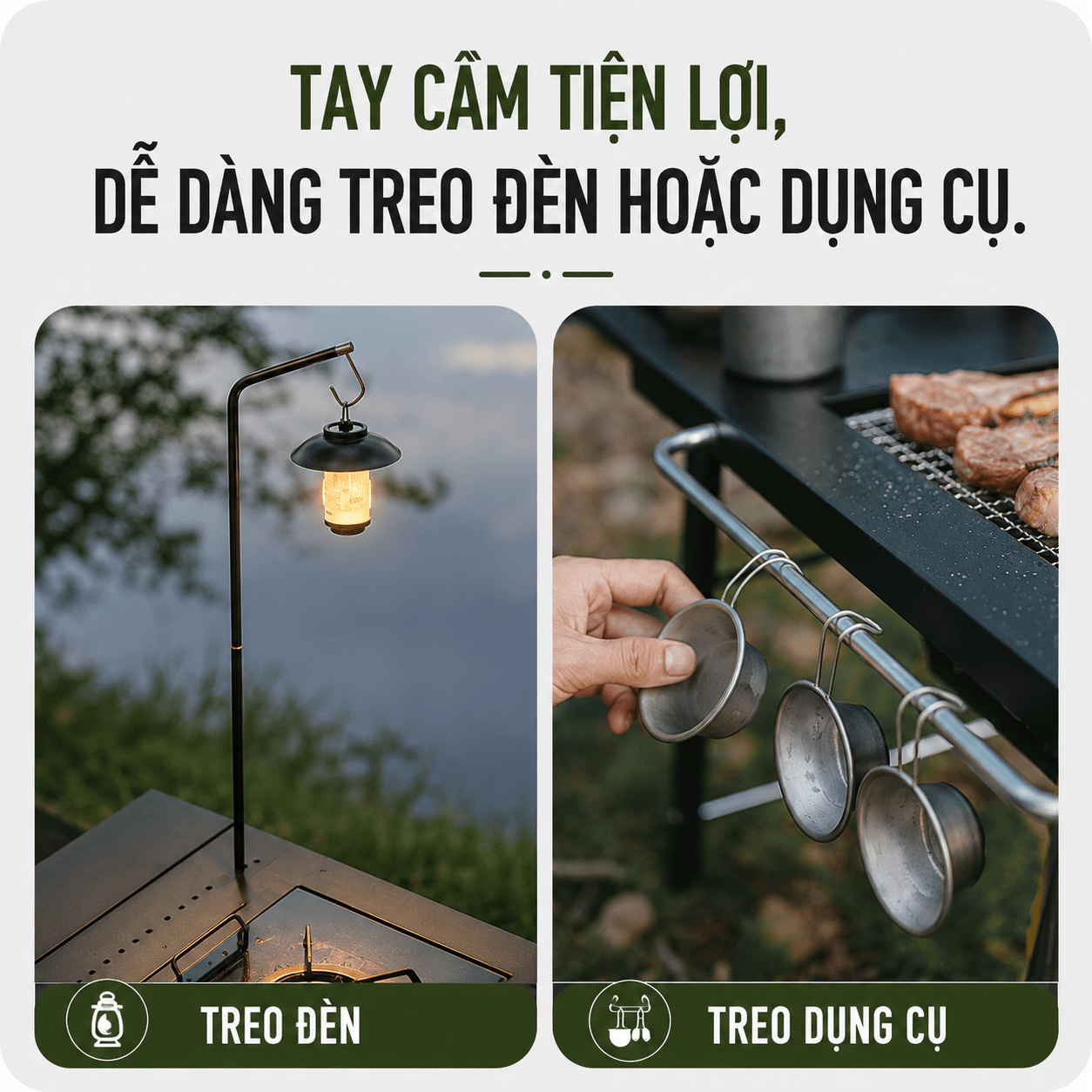 Bàn IGT Naturehike Đa Năng Tích Hợp Bếp Nướng BBQ, Bàn Camping Gấp Gọn Inox 304 Có Thanh Treo Đèn CNK2350CF018