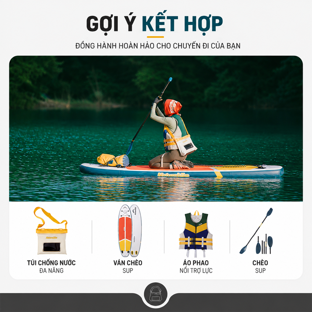 Túi Chống Nước Naturehike 2.6L/5.6L Đựng Điện Thoại, Túi Đeo Chéo Đi Biển Chèo SUP PVC CNK2300BS016