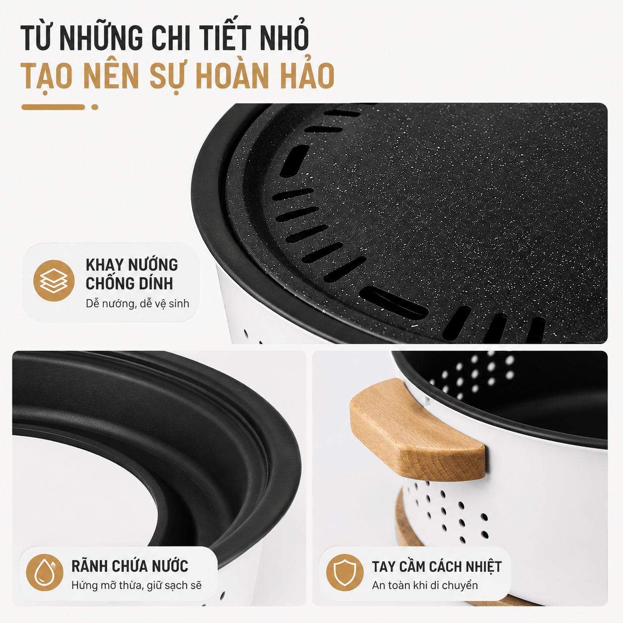 Bếp Nướng Than Hoa Naturehike Để Bàn Tròn 30cm, Bếp Nướng BBQ Camping Dã Ngoại CNK2550CF010