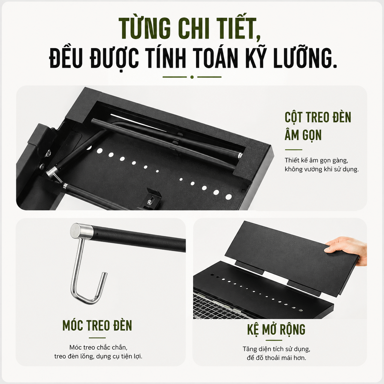 Bàn IGT Naturehike Đa Năng Tích Hợp Bếp Nướng BBQ, Bàn Camping Gấp Gọn Inox 304 Có Thanh Treo Đèn CNK2350CF018