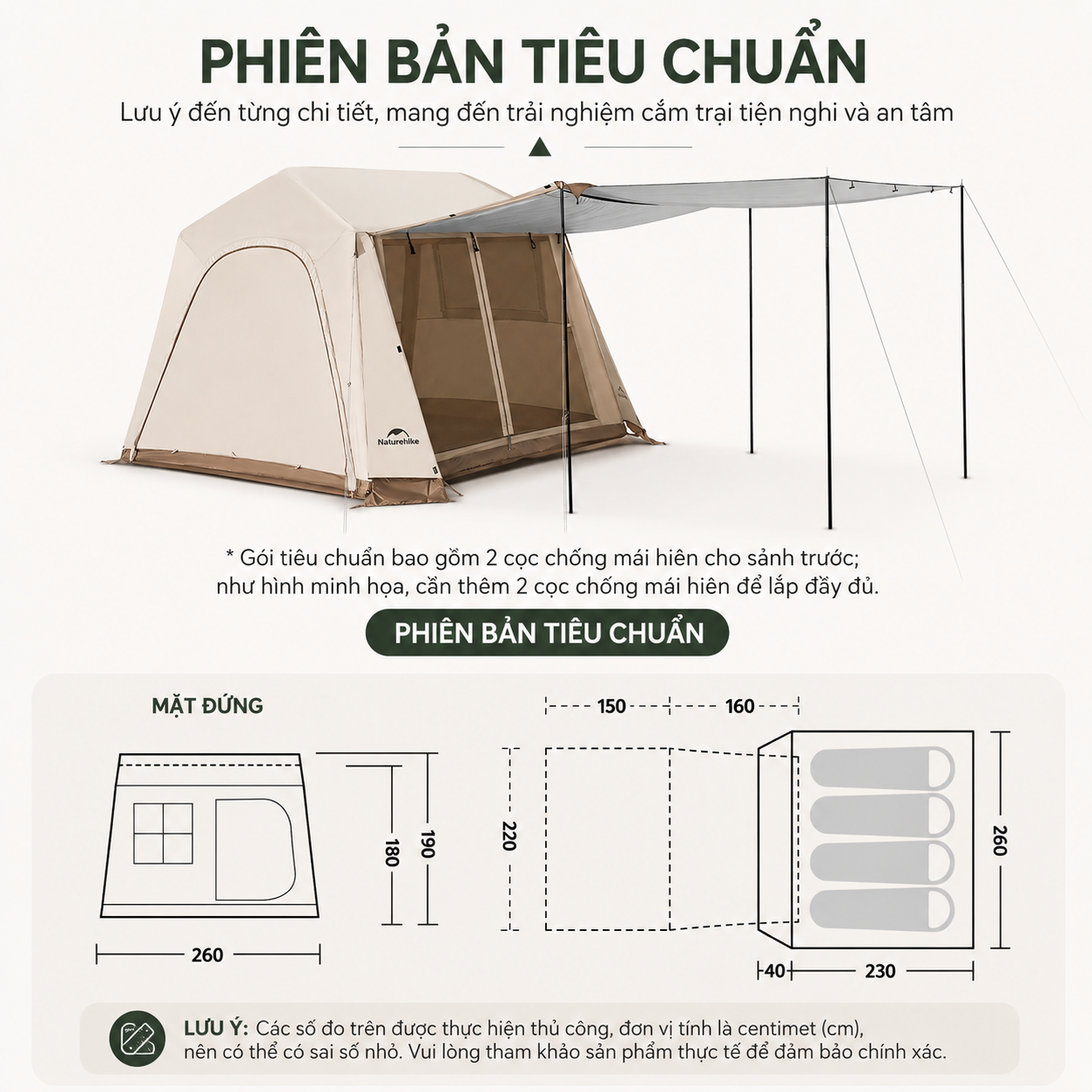 Lều Hơi Naturehike Village 6.0 CNK2650WS037 - Lều Cắm Trại Gia Đình Bơm Hơi Chống Nước 3000mm, Chống UV UPF50+(Tặng kèm thảm lót)