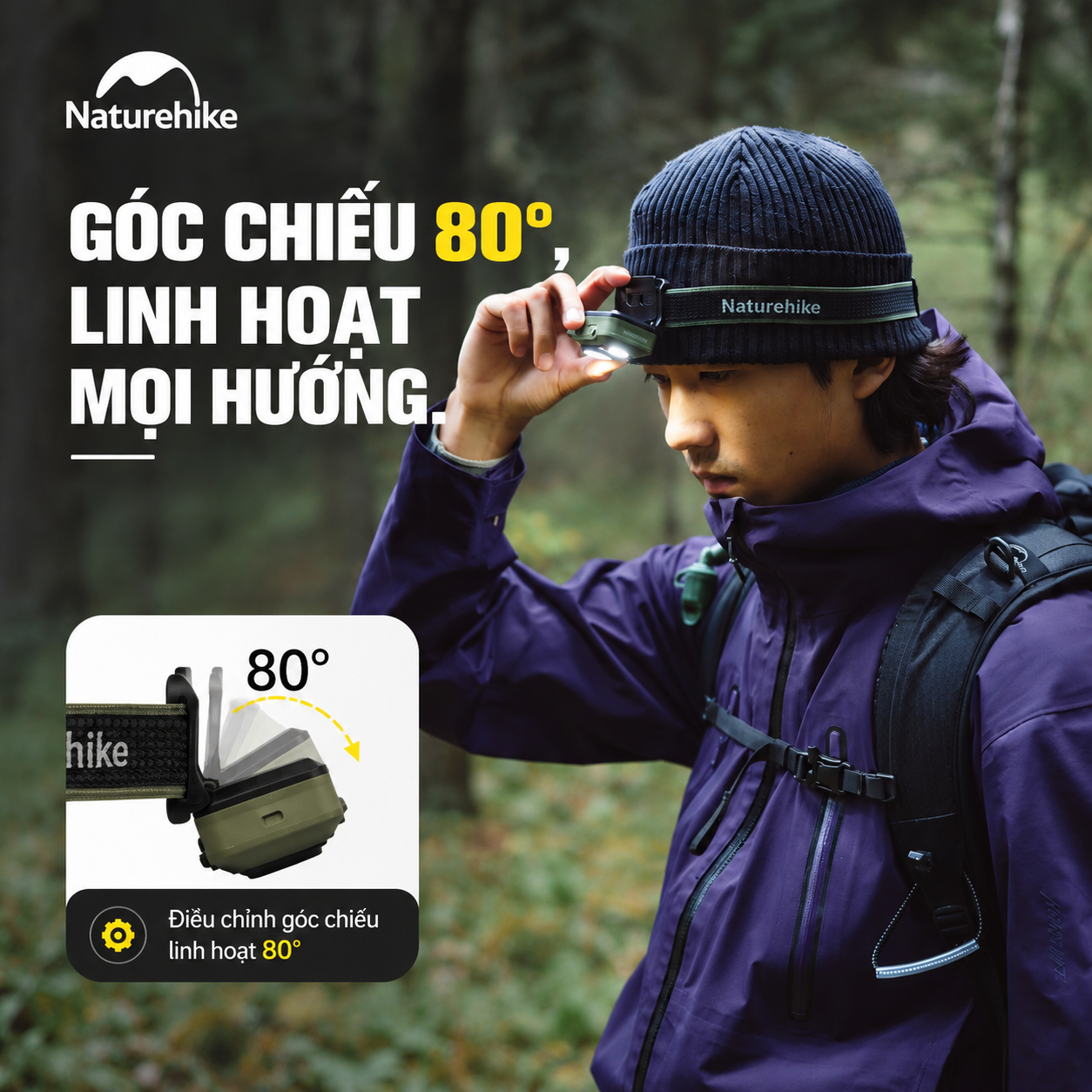 Đèn Đội Đầu Naturehike Xingyu Max – 500LM | IP66 | 84g | Type-C CNK2450ZM010